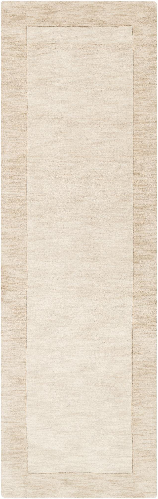 Premium Wool Runner Rug 2x8 - Modern Wheat Design, Cream Area Carpet for Hallway, Kitchen, Bedroom & Living Room - Soft & Durable (2'6