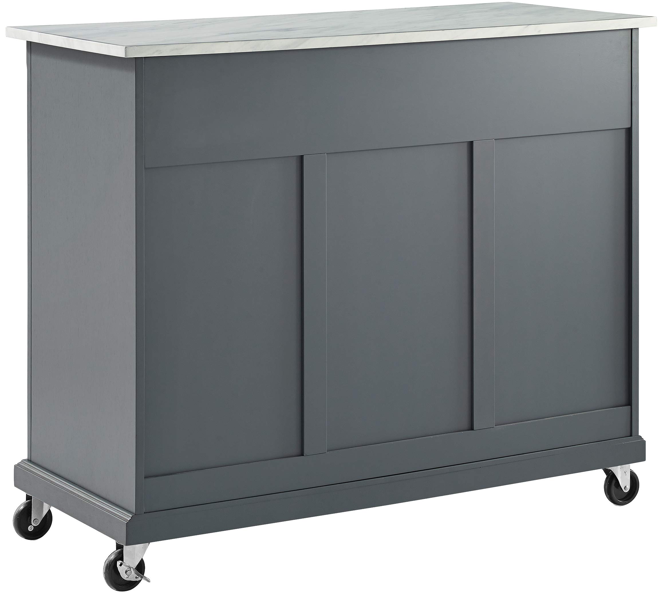 Crosley Avery Rolling Storage Cart - Kitchen Island with Shelves, Microwave Stand & Coffee Bar Organizer - Gray - Perfect for Small Spaces, Apartment Living & Mobile Kitchen Storage
