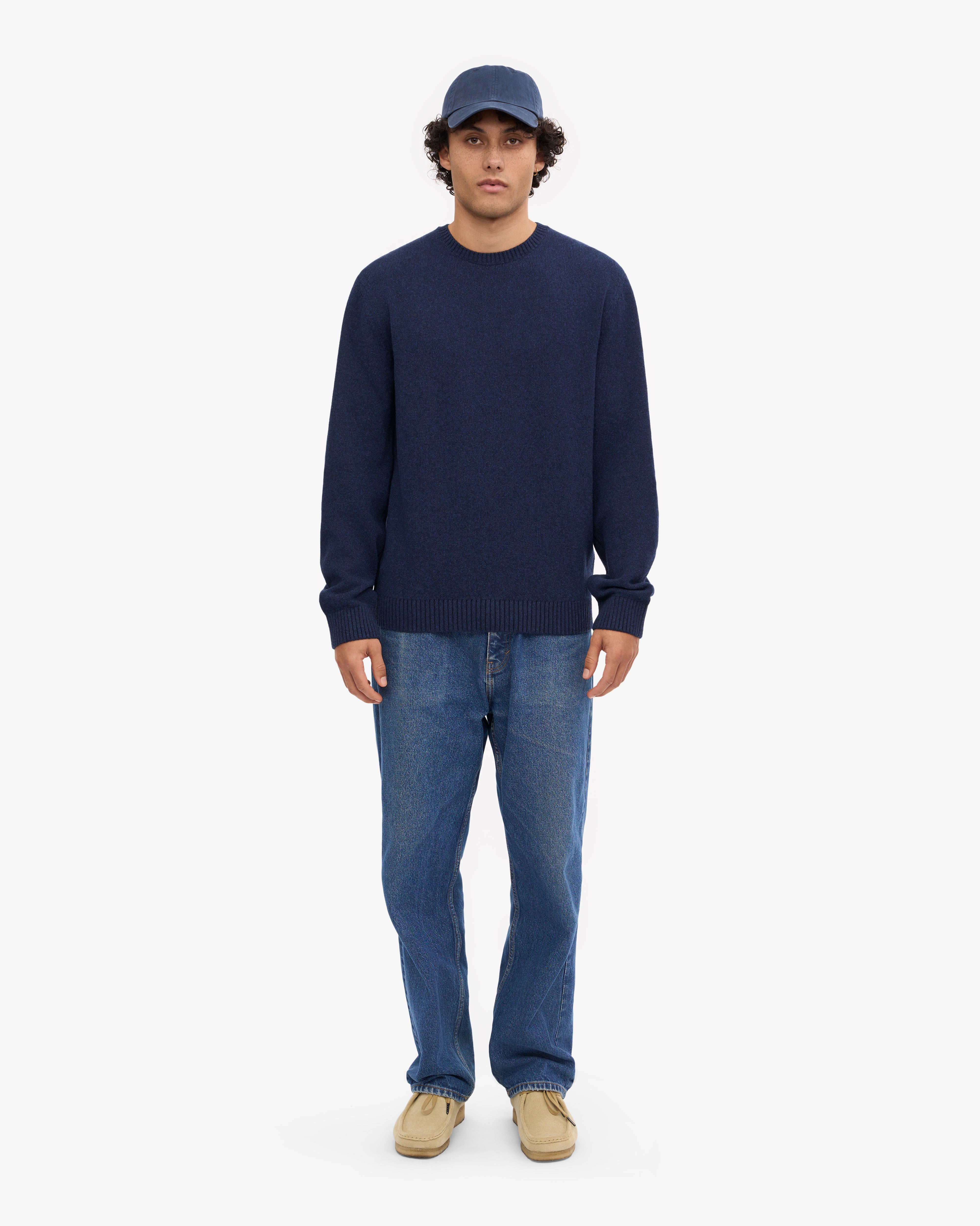 Premium Classic Merino Wool Crew Neck Sweater - Navy Blue | Soft & Warm Winter Pullover for Men & Women | Perfect for Casual Outfits, Office Wear & Cozy Nights