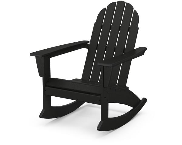 Premium Polywood Black Vineyard Adirondack Rocking Chair - All-Weather Outdoor Patio Furniture for Garden, Deck & Poolside Relaxation