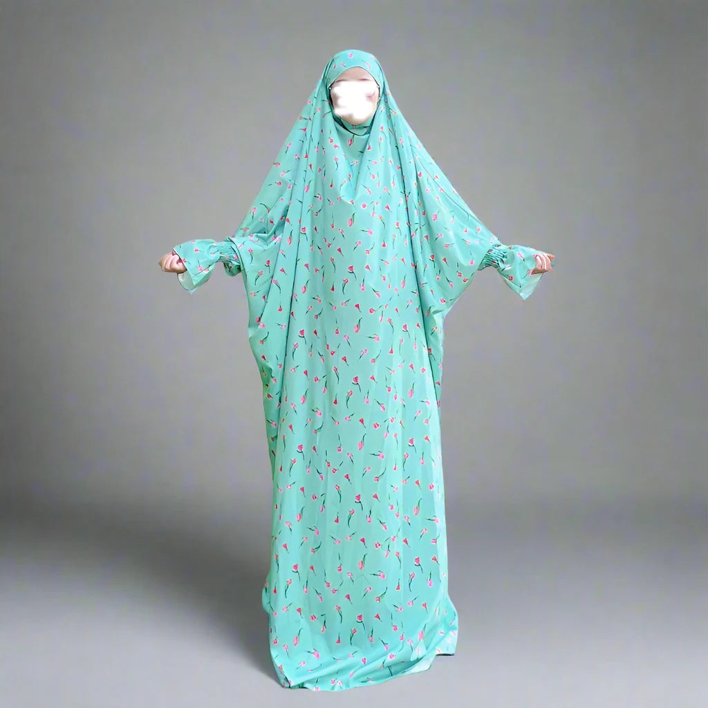 Muslim Women's Printed Jilbab - Dubai & Turkish Style Islamic Abaya for Modest Fashion | Perfect for Prayer, Eid & Everyday Wear
