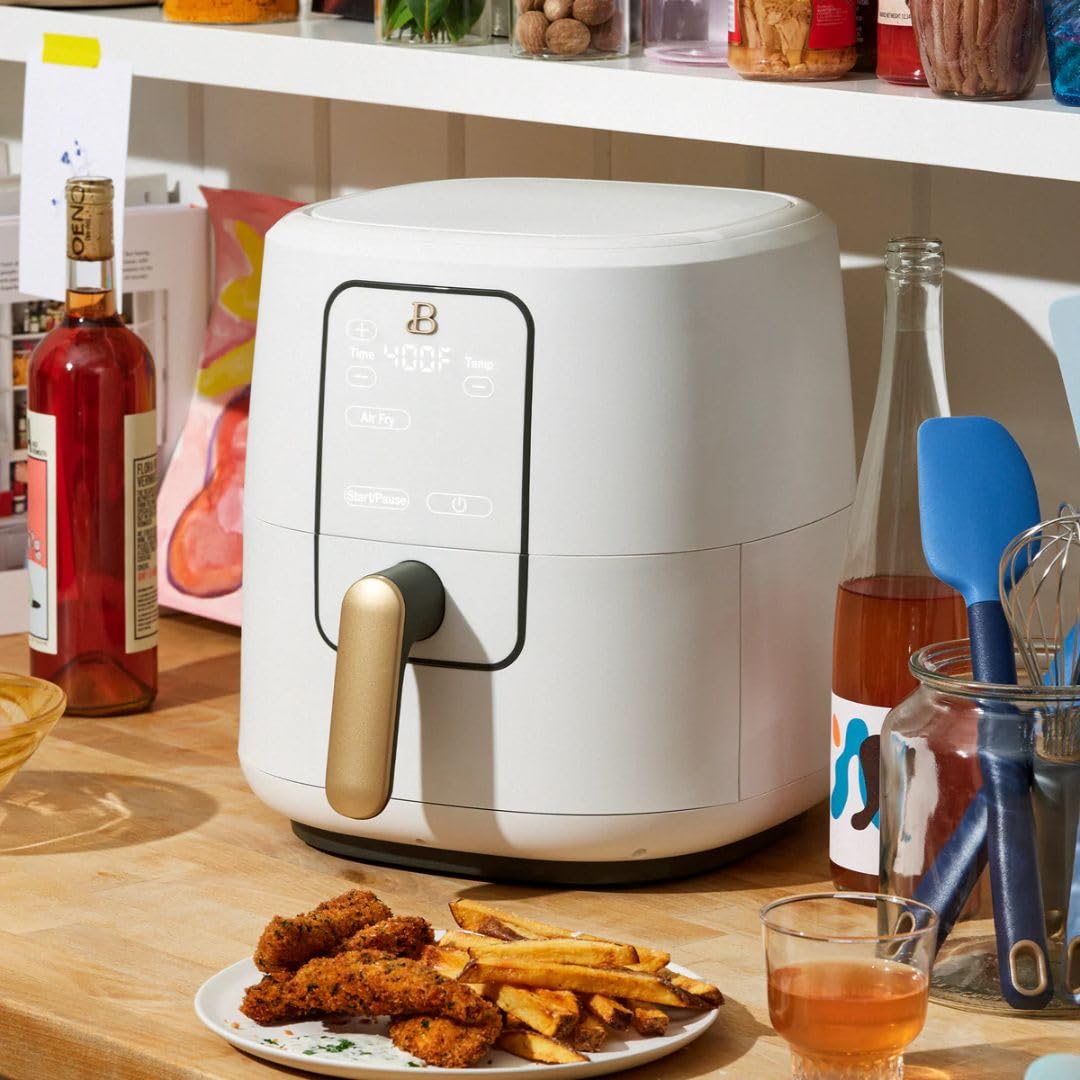6 Qt Air Fryer with TurboCrisp Technology - Touchscreen Control, Adjustable Temp 175°F-400°F, Nonstick Basket, Fast & Even Cooking - Perfect for Family Dinners, Meal Prep & Healthy Snacks - White Icing Design