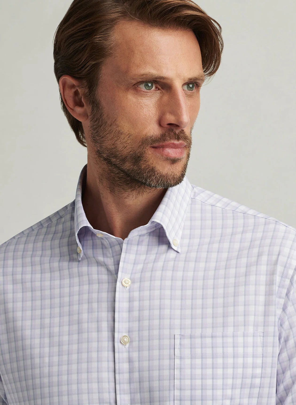 Peter Millar Lilac Plaid Long Sleeve Button Down Shirt for Men - Casual & Office Wear