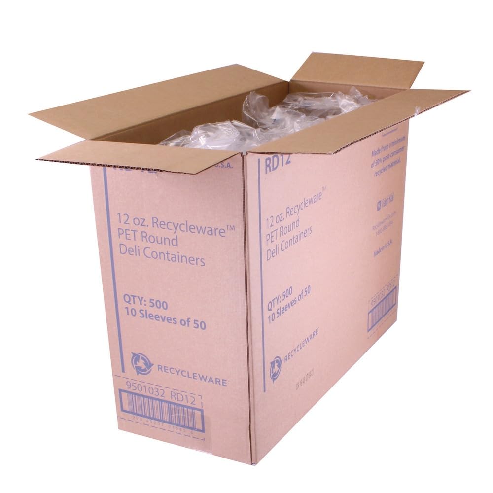 Premium Fabri-Kal 9501032 Alur 12oz Clear Plastic Deli Containers with Lids - 500 Pack (Case) - Ideal for Food Storage, Meal Prep, Takeout & Restaurant Use