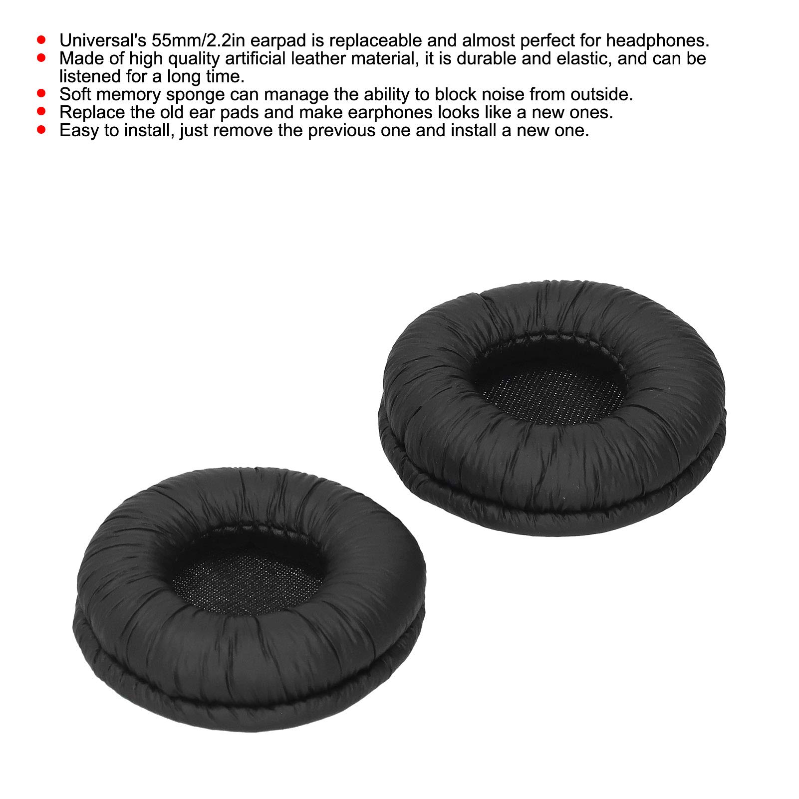 Premium Replacement Ear Pads - Universal 55mm Memory Foam Cushion Cover for Headphones (Black) | Comfort Upgrade for Gaming Headsets, Studio Monitors & Wireless Headphones