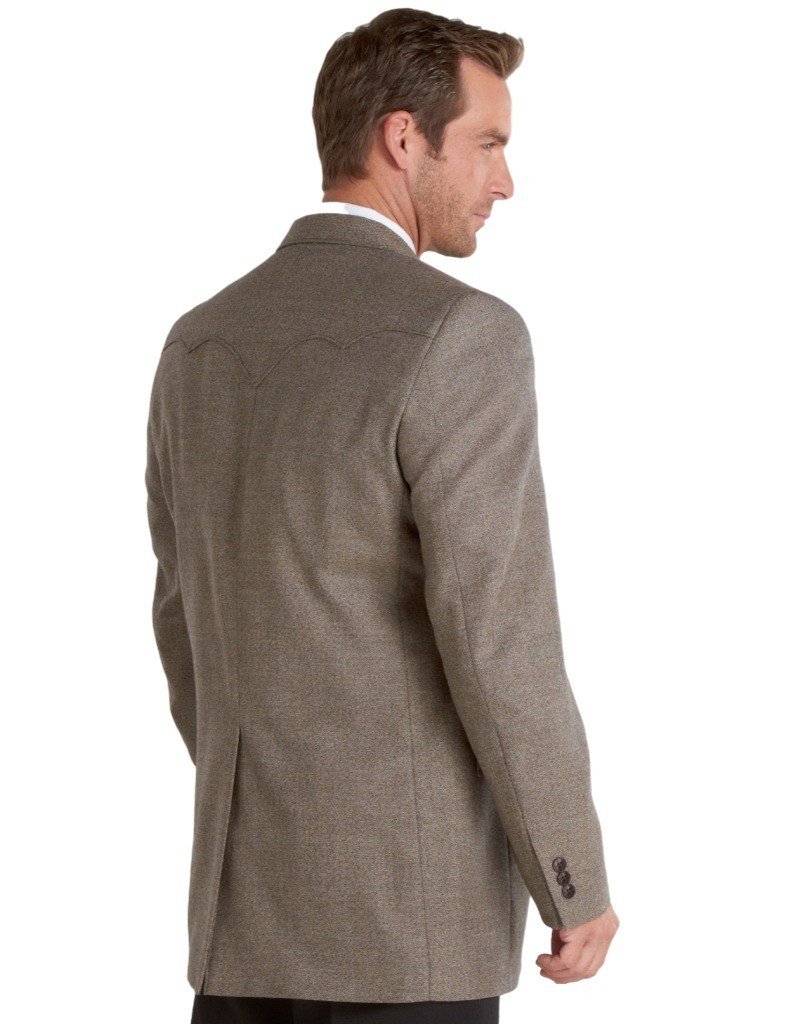 Circle S Men's Donegal Brown Wool Blend Big Plano Sportcoat Jacket Blazer - Classic Business Casual Coat for Office, Weddings & Formal Events