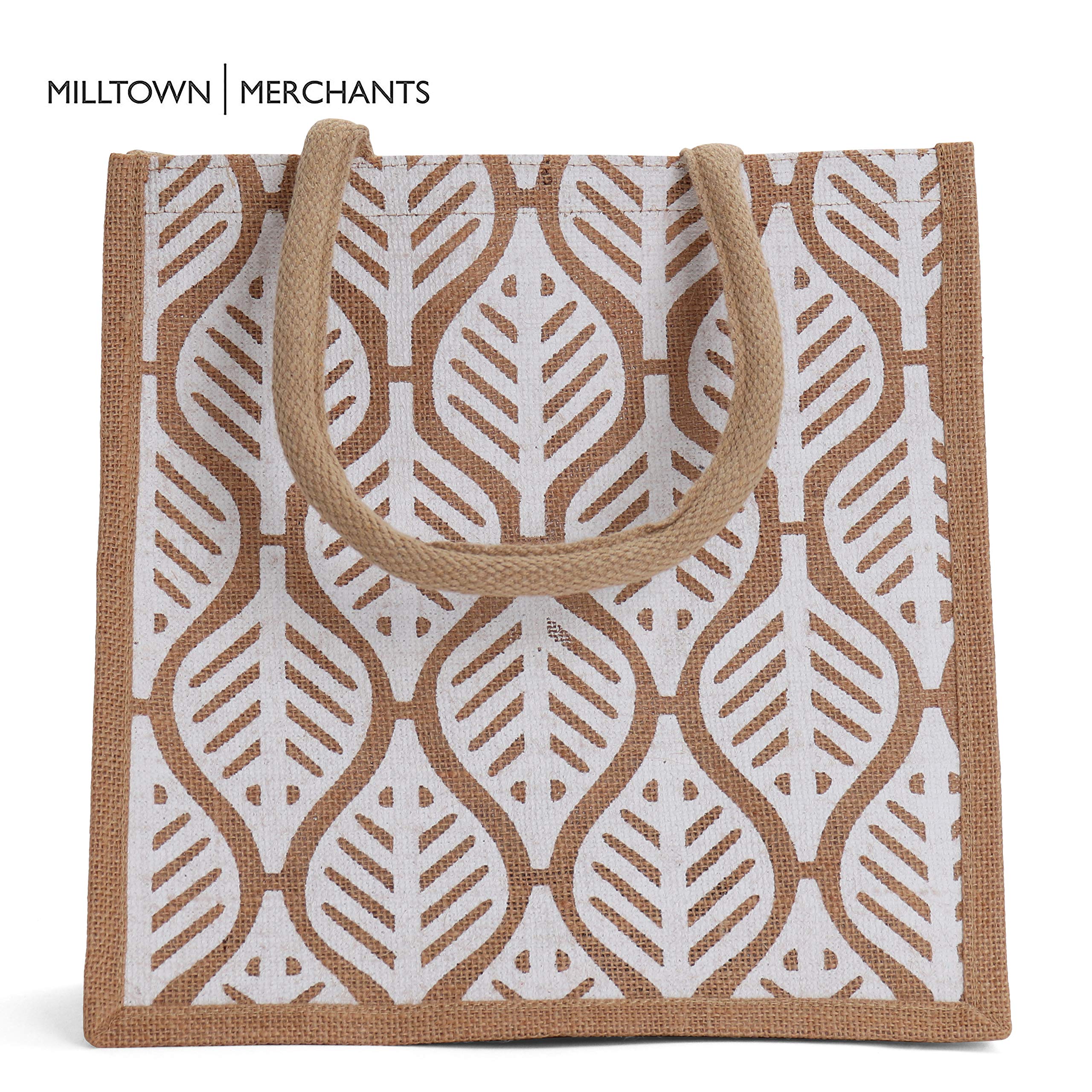 12 Pack Natural Jute Burlap Tote Bags with Cotton Handles - Eco-Friendly Reusable Shopping Bags for Groceries, Beach & Farmers Market