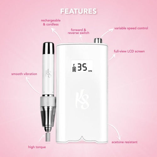 Beyond PRO Portable Nail Drill Machine - Professional Electric Nail File for Manicure & Pedicure, White | Perfect for Home Use, Salon & Nail Art Enthusiasts