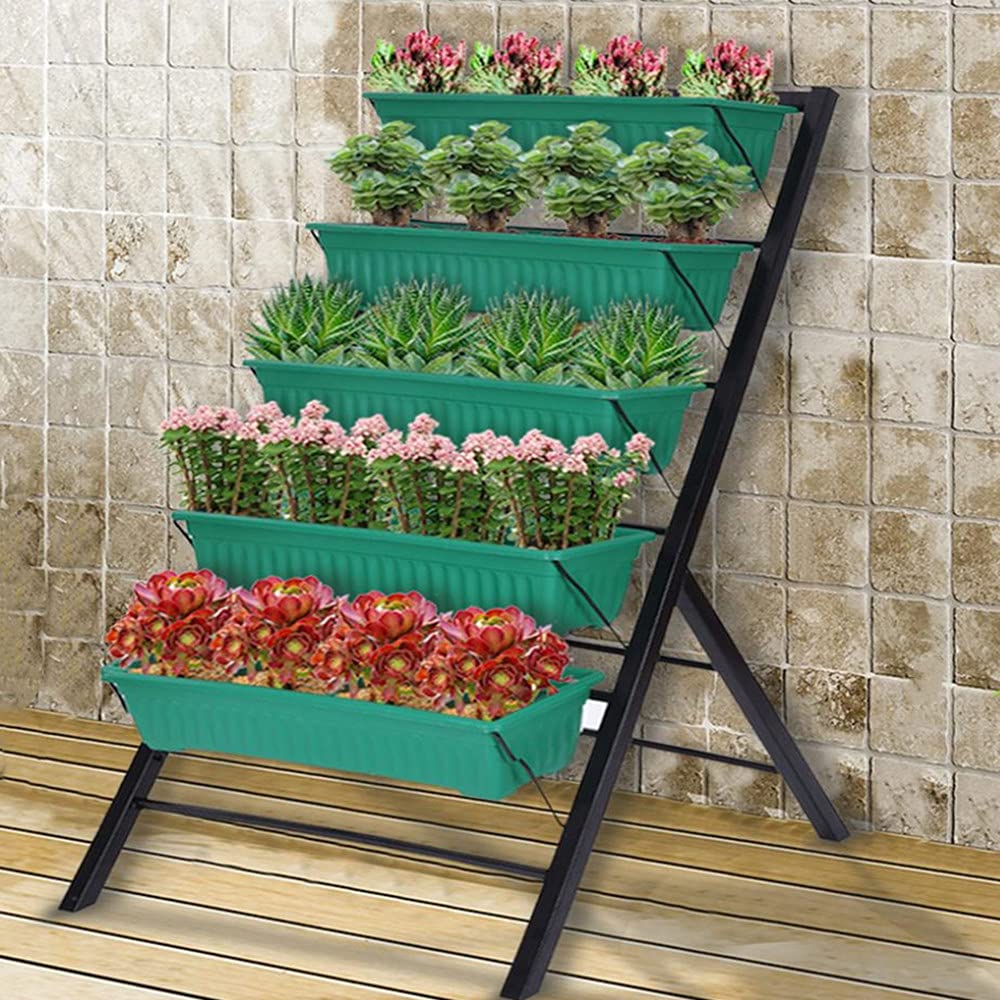 5-Tier AT-X 4Ft Vertical Raised Garden Bed - Food Safe Planter Box for Herbs, Vegetables & Flowers | Indoor & Outdoor Use for Patio, Balcony, Greenhouse & Small Space Gardening