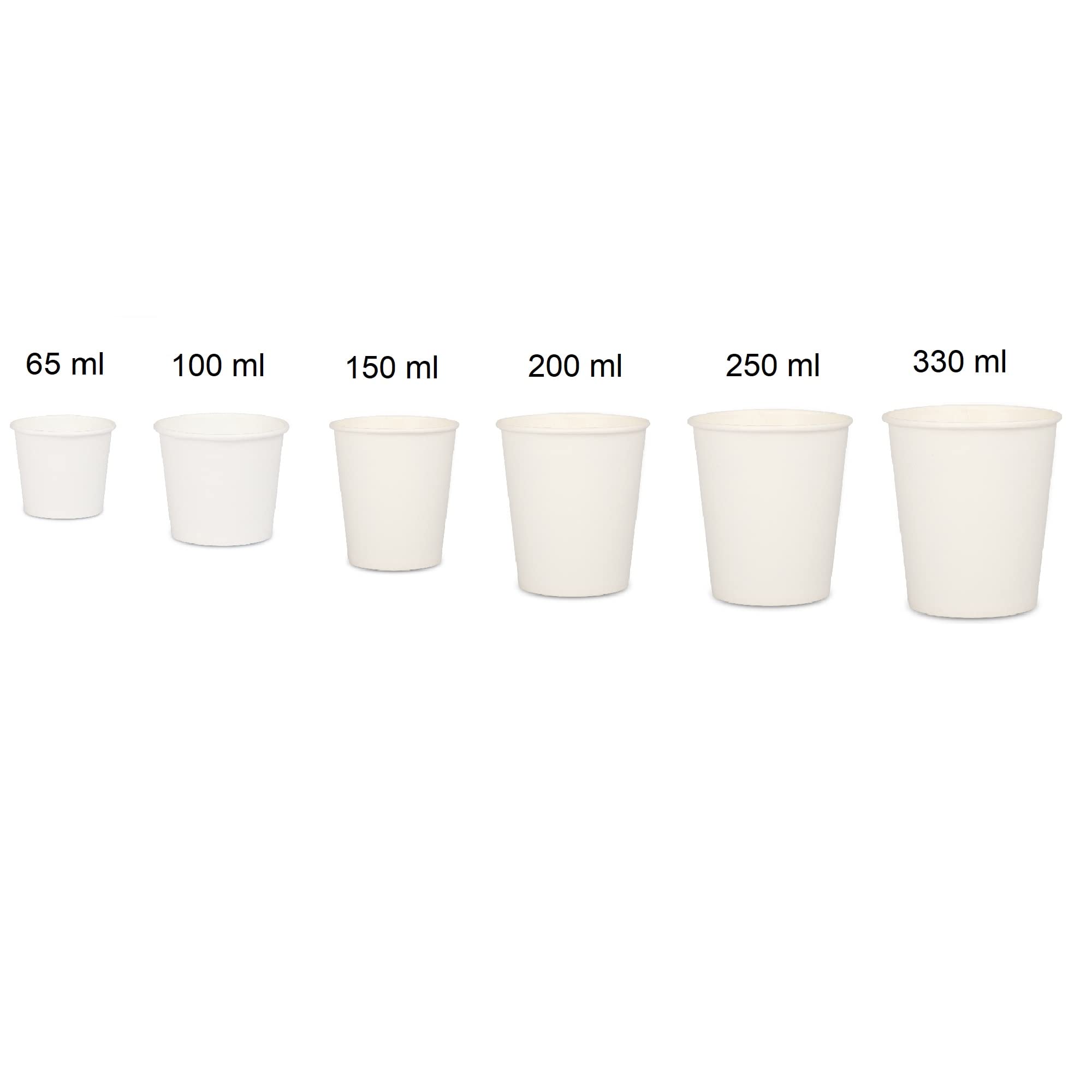E Kysa Basics 100-Pack Disposable White Paper Tea & Coffee Cups (200ml) - Eco-Friendly Hot Drink Cups for Office, Cafes, and Home Use