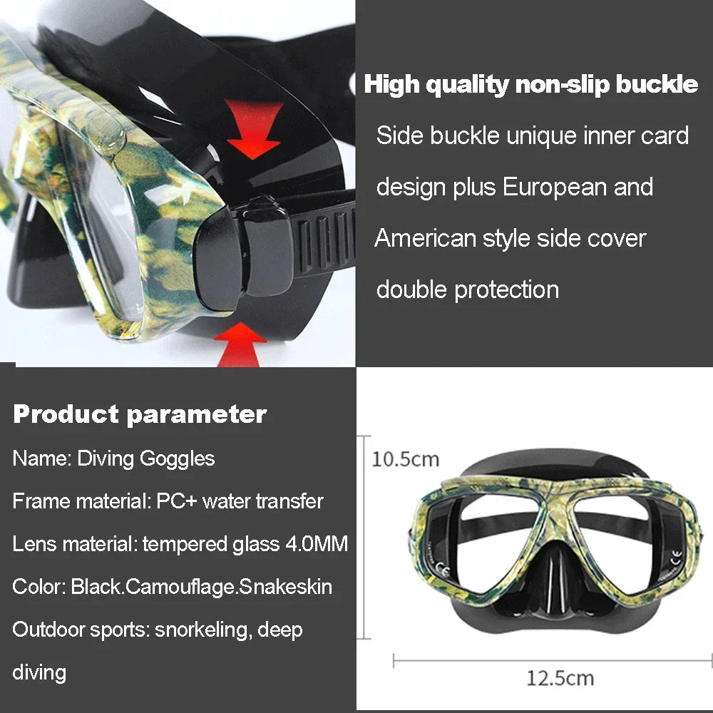 Aleefa Unisex Swim Goggles with PC Frame & Tempered Glass Lens - Anti-Fog, UV Protection for Swimming, Snorkeling & Water Sports (Model 64302)