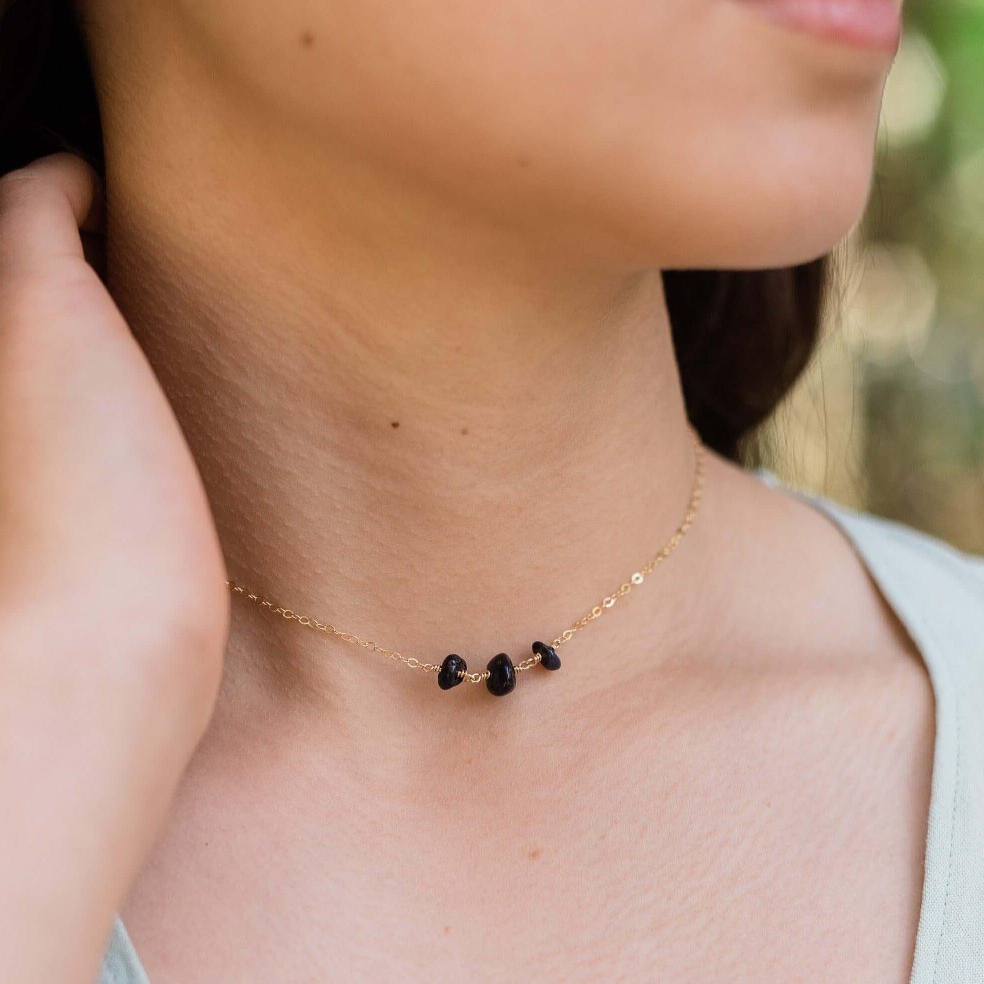 Elegant Sapphire Beaded Chain Choker Necklace for Women | Dainty Blue Gemstone Jewelry | Perfect for Weddings, Parties & Date Nights
