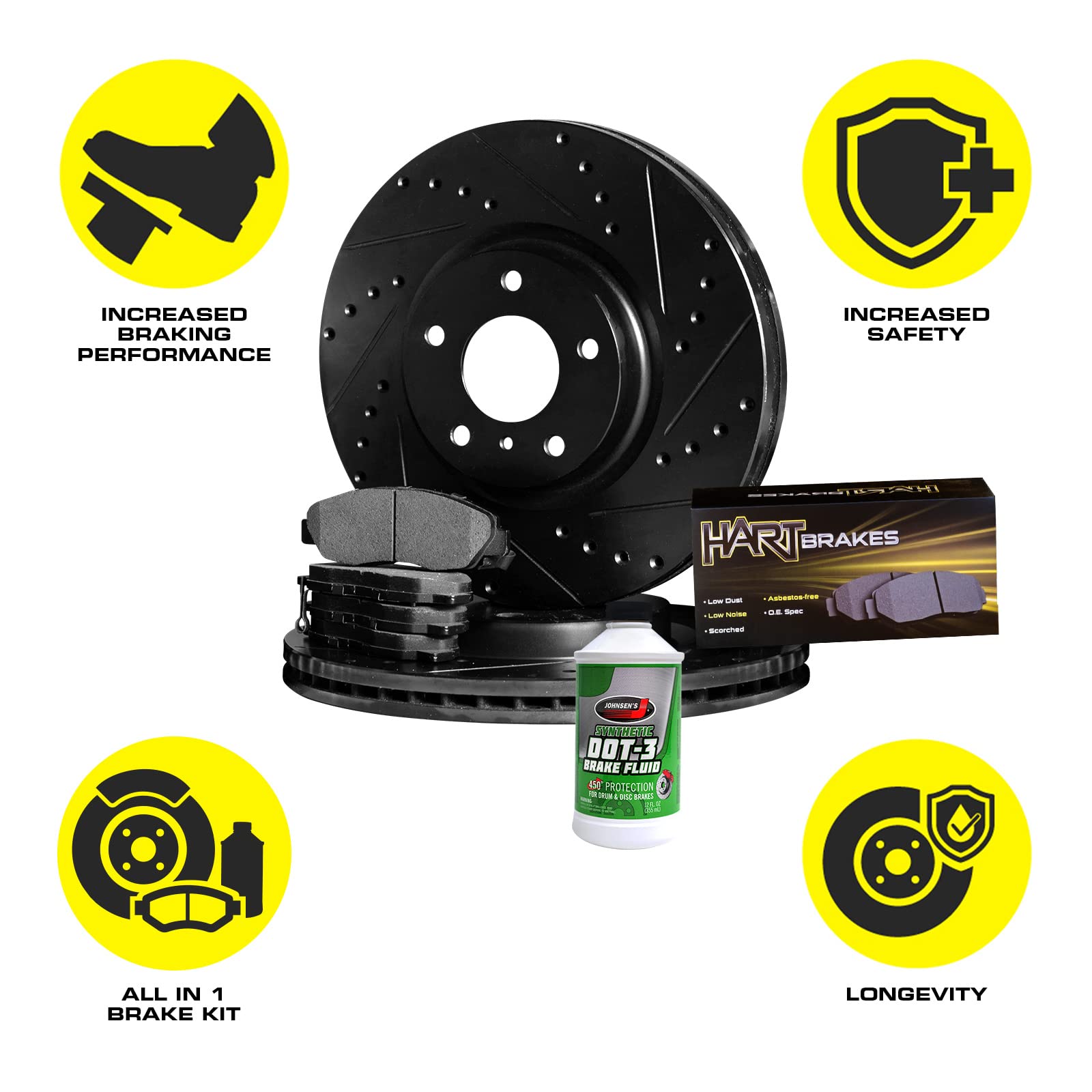 R1 Concepts Front & Rear Brake Pads and Rotors Kit - Semi-Metallic Brake System for Cars, Trucks & SUVs | Perfect for Daily Commuting & Highway Driving | BHCC.76142.03