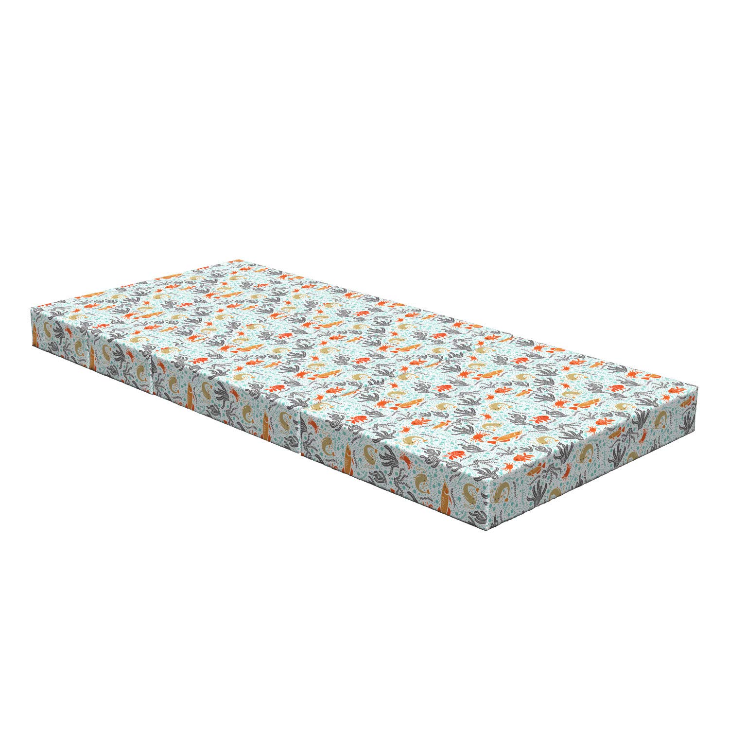 Ambesonne Marine Foldable Mattress - Ocean Bubbles & Reef Design, 74.8