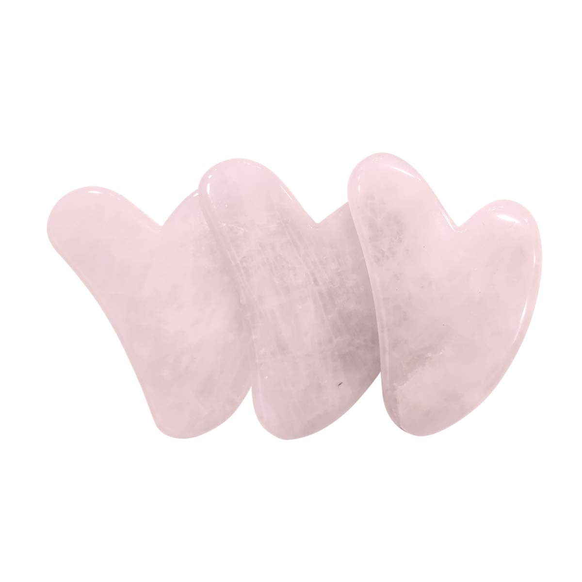 Rose Quartz Gua Sha Tool Set of 3 - Natural Facial Massager for Skin Tightening & Lymphatic Drainage | Rejuvenating Face Sculpting Stone for Anti-Aging & Glowing Skin | Perfect for Daily Skincare Routine, Spa Treatments & Self-Care Rituals