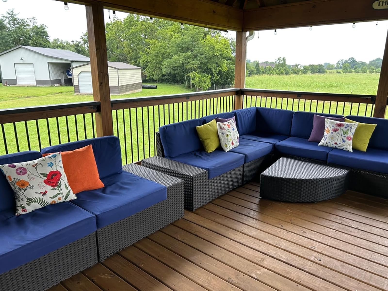 Sqodok 25x25 Inch Waterproof Outdoor Cushion Covers - 4 Pack Replacement Patio Furniture Cushion Covers for Sectional Sofa, Wicker Chair - Durable & Weather-Resistant - Perfect for Backyard, Deck, Poolside & Garden (Blue)