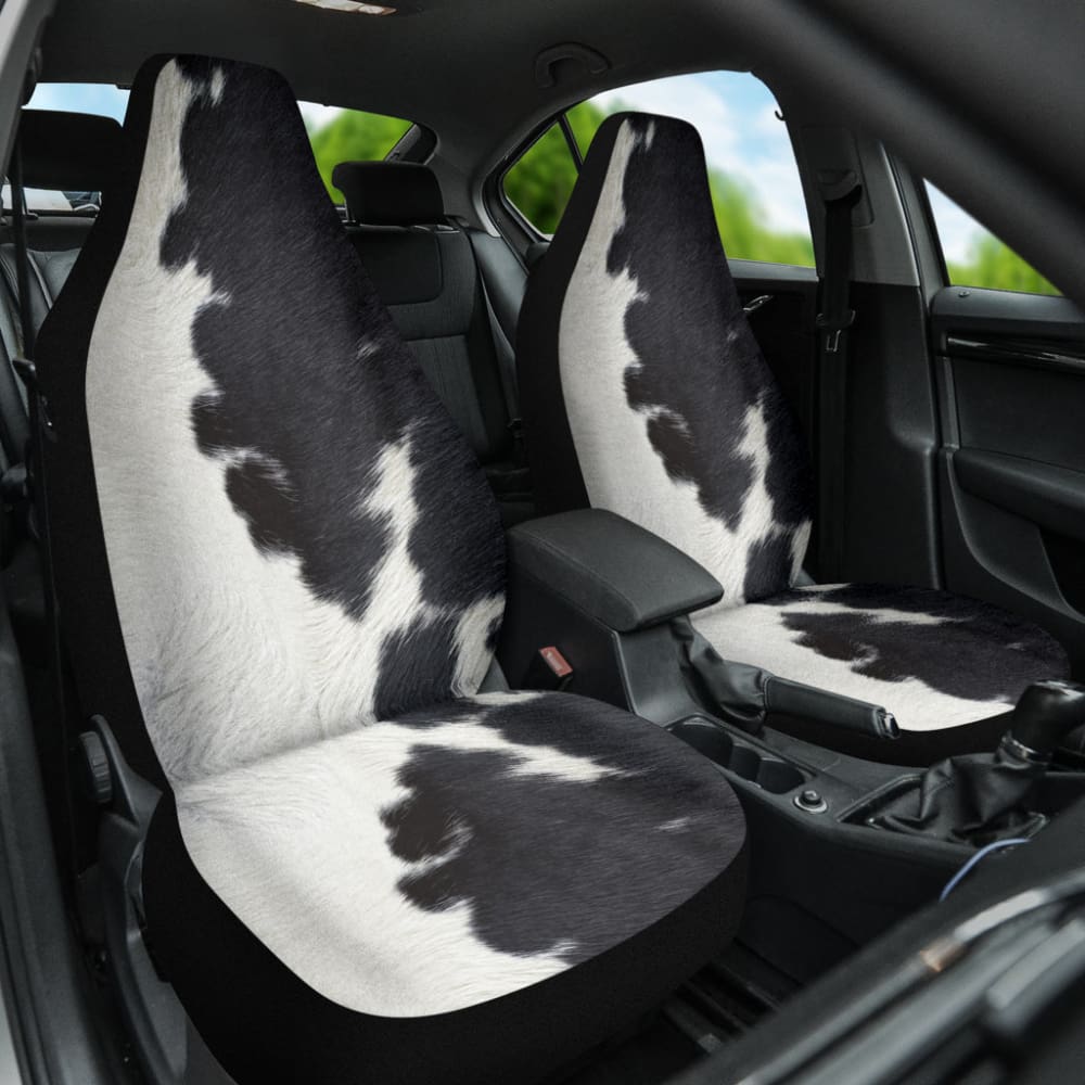 Premium Black and White Cowhide Print Car Seat Covers - Custom Fit for All Vehicles - Perfect Gift for Car Lovers (Model 210601) | Ideal for Road Trips, Daily Commutes, and Protecting Your Car Seats