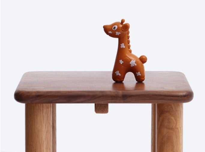 Solid Oak & Black Walnut Kids Small Stool - Durable Wooden Step Stool for Children - Perfect for Bathroom, Kitchen, and Playroom Use