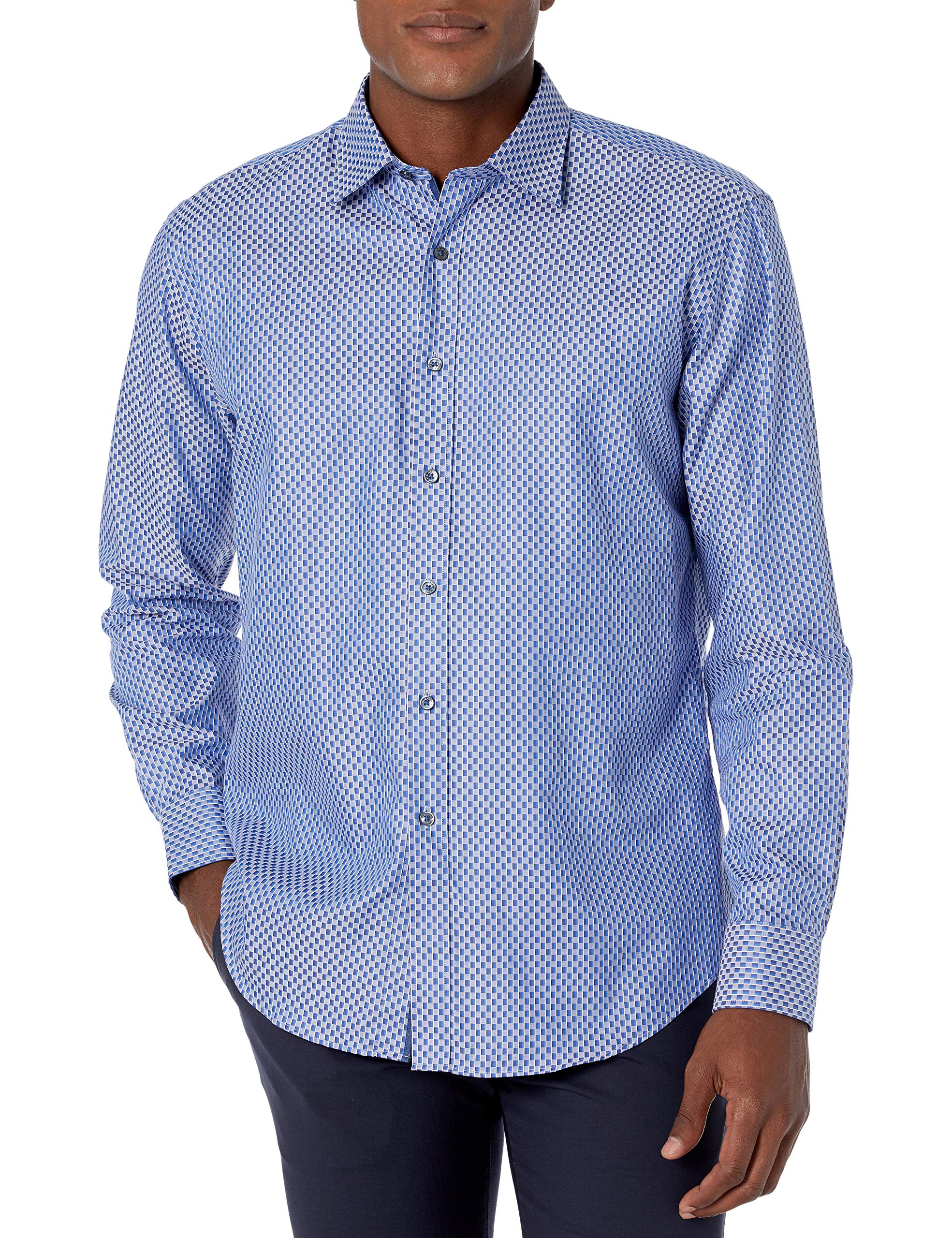 Bugatchi Men's Slim Fit Fashion Dress Shirt - Premium Cotton Business Casual Shirt for Work, Office & Formal Events