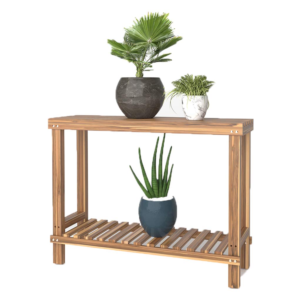 2-Tier Wooden Flower Shelf - 80x25x60cm Plant Display Stand for Indoor/Outdoor Potted Plants, Herb Garden Storage & Home Decor - Perfect for Balcony, Patio, Living Room & Kitchen Organization