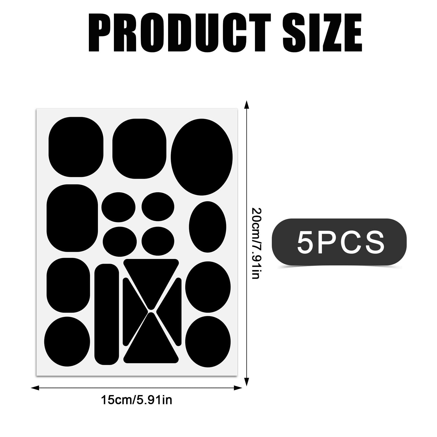 5 Pack Self-Adhesive Nylon Repair Patches for Down Jackets, Coats, Sleeping Bags & Tents - Washable Fabric Repair Tape in Black (Ideal for Outdoor Gear & Camping Repairs)