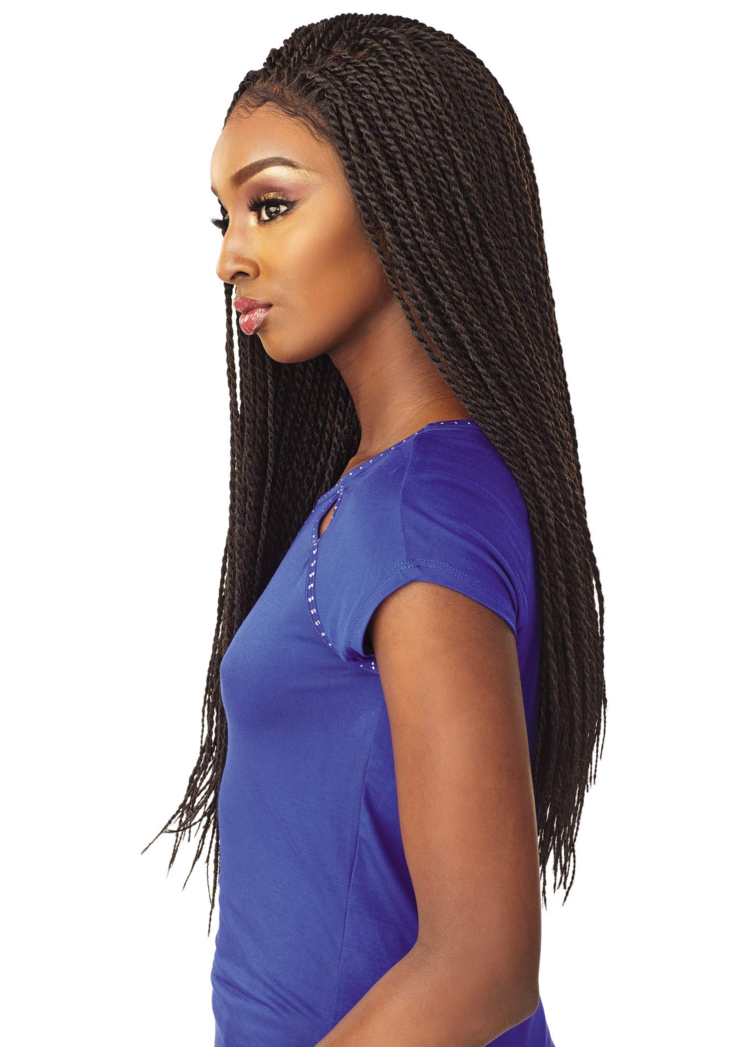 Sensationnel Cloud 9 4x4 Braided Wig - Hand-Tied Swiss Lace Senegal Twist Wig with Large Parting Area (1B Off Black) | Perfect for Protective Styling, Everyday Wear & Special Occasions