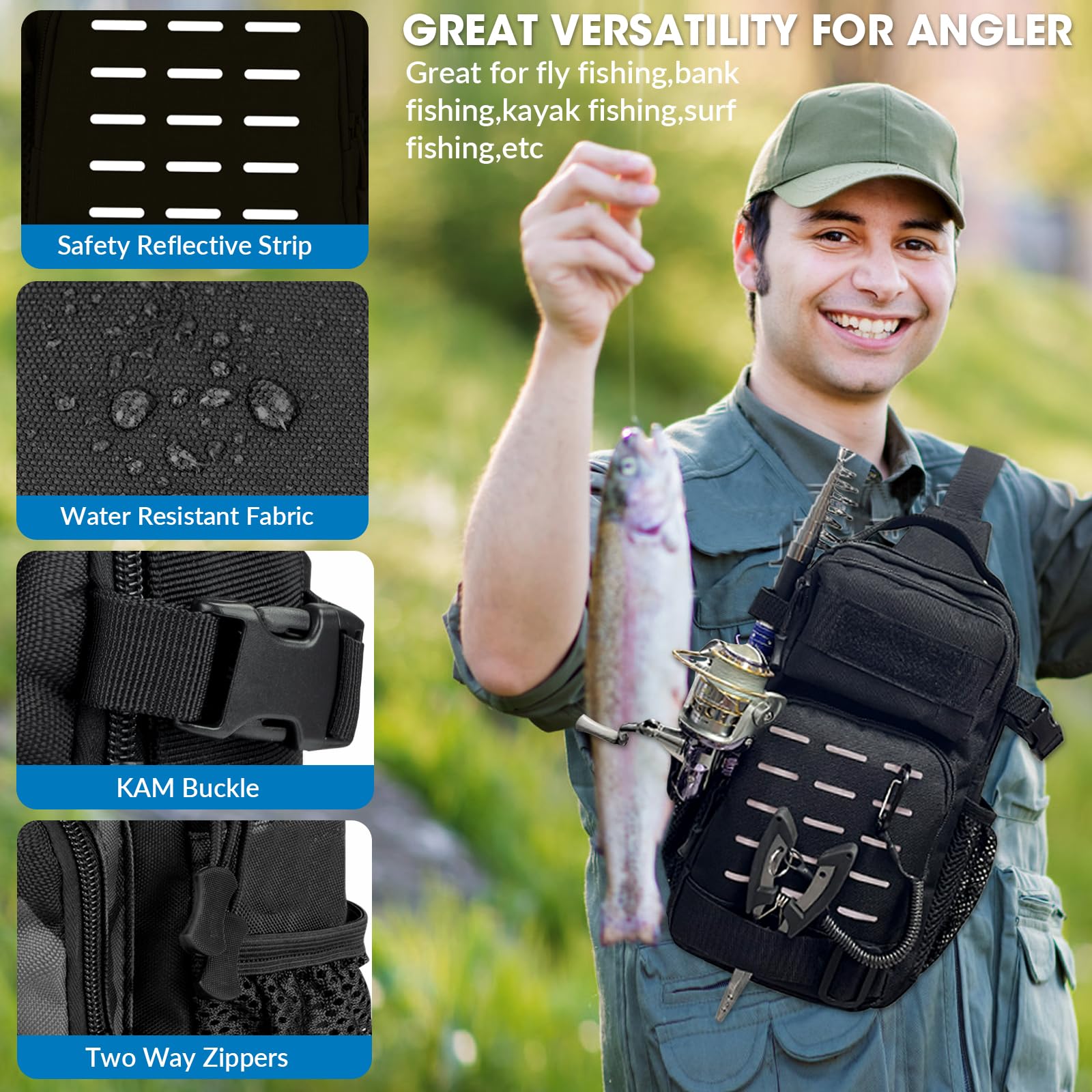 THKFISH 7-Piece Fishing Kit with Tackle Bag & Digital Scale - Perfect for Outdoor Fishing Trips