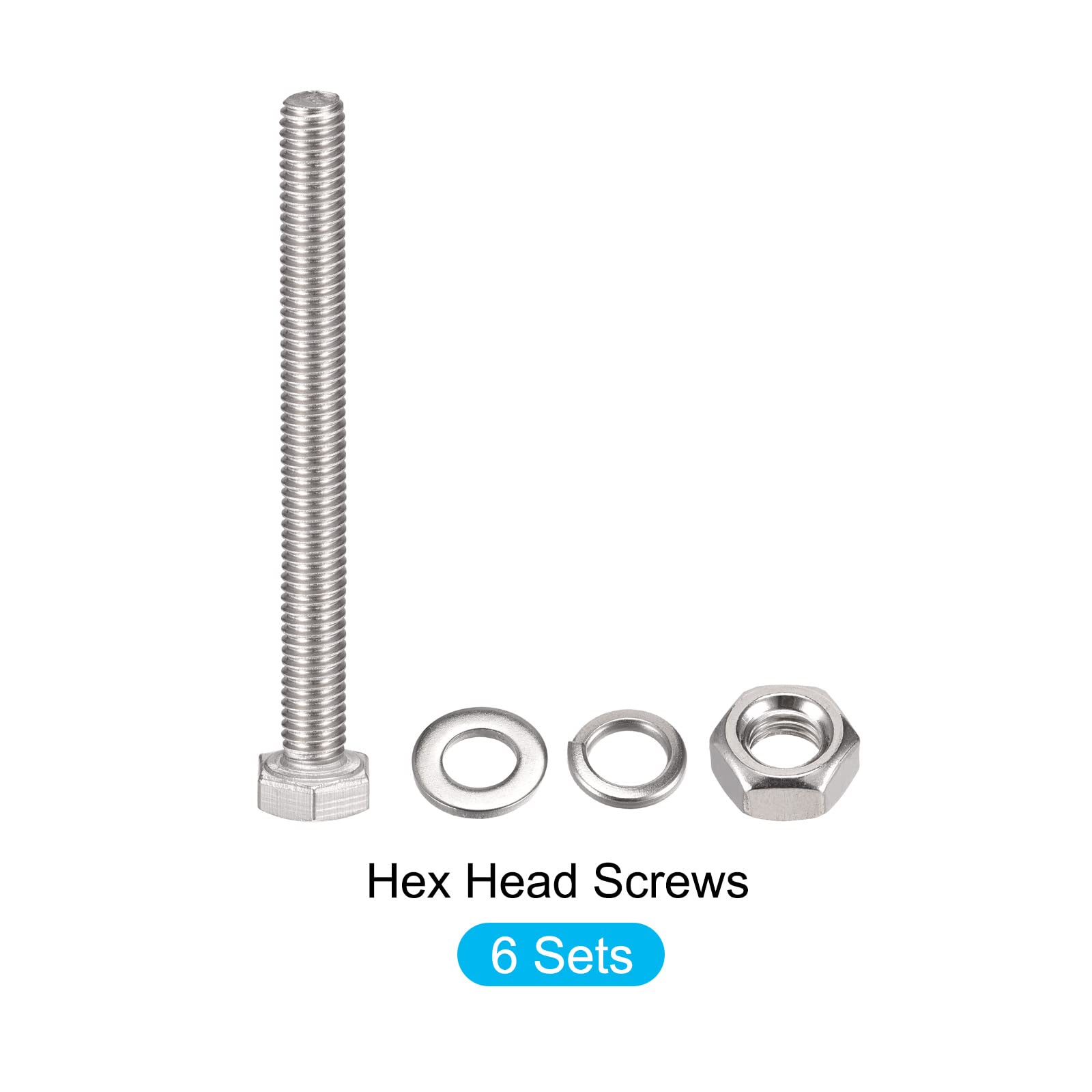 METALLIXITY M6x70mm Hex Screws Bolts Kit - 304 Stainless Steel for Home Appliance Repair