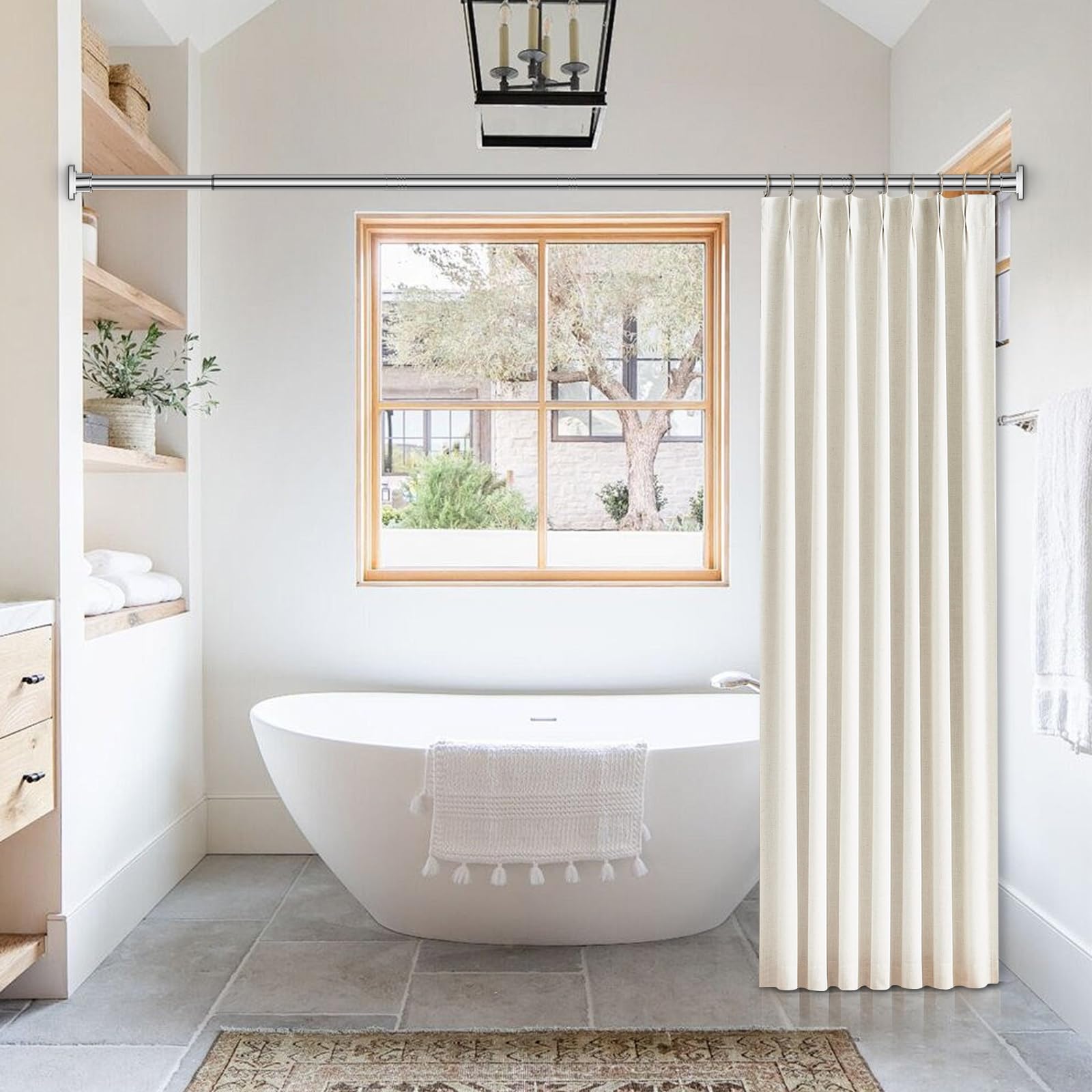 Stainless Steel Adjustable No-Drill Shower Curtain Rod 32