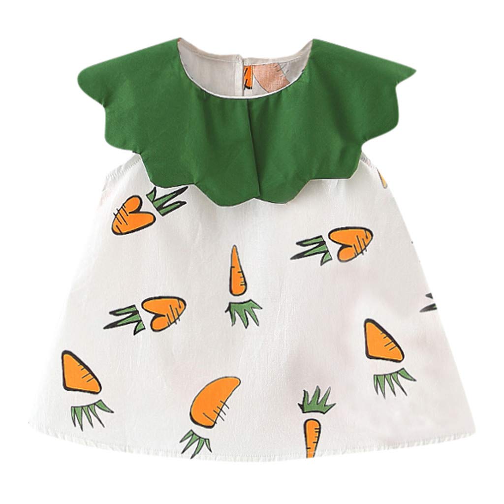 Youmymine Toddler Baby Girls Dresses - Short Sleeve Carrot Ruffles Patchwork Princess Dress for Kids | Perfect for Birthday Parties, Photo Shoots & Special Occasions