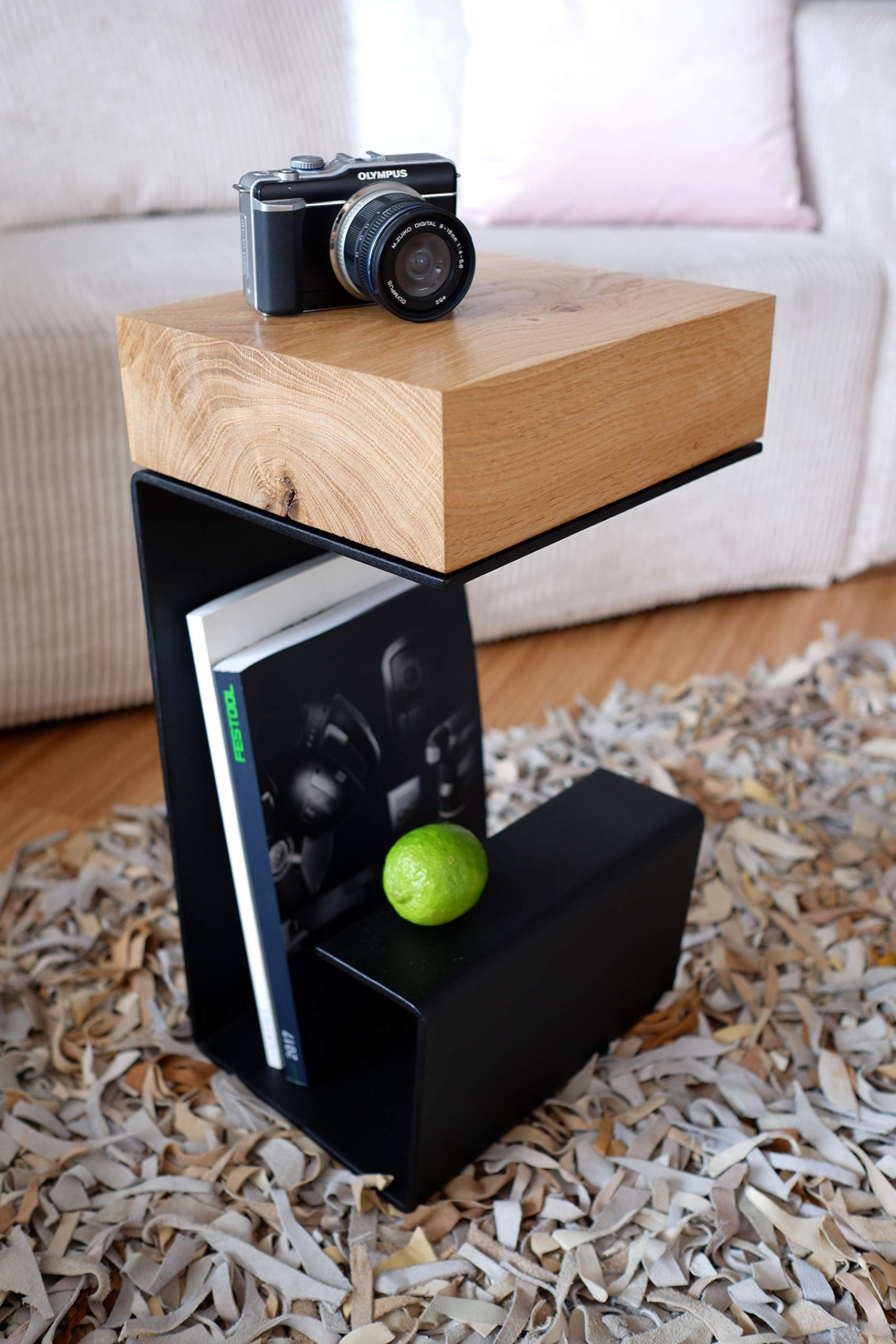 Solid Wood End Table - Modern Nightstand & Coffee Table with Storage Shelf, Small Side Table for Living Room, Bedroom, Office - Perfect for Books, Lamps & Decor