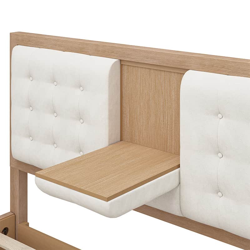 Sabina Upholstered Platform Bed with Adjustable Headboard - Solid Wood Frame Queen Size Bed - Perfect for Modern Bedroom, Guest Room & Master Suite