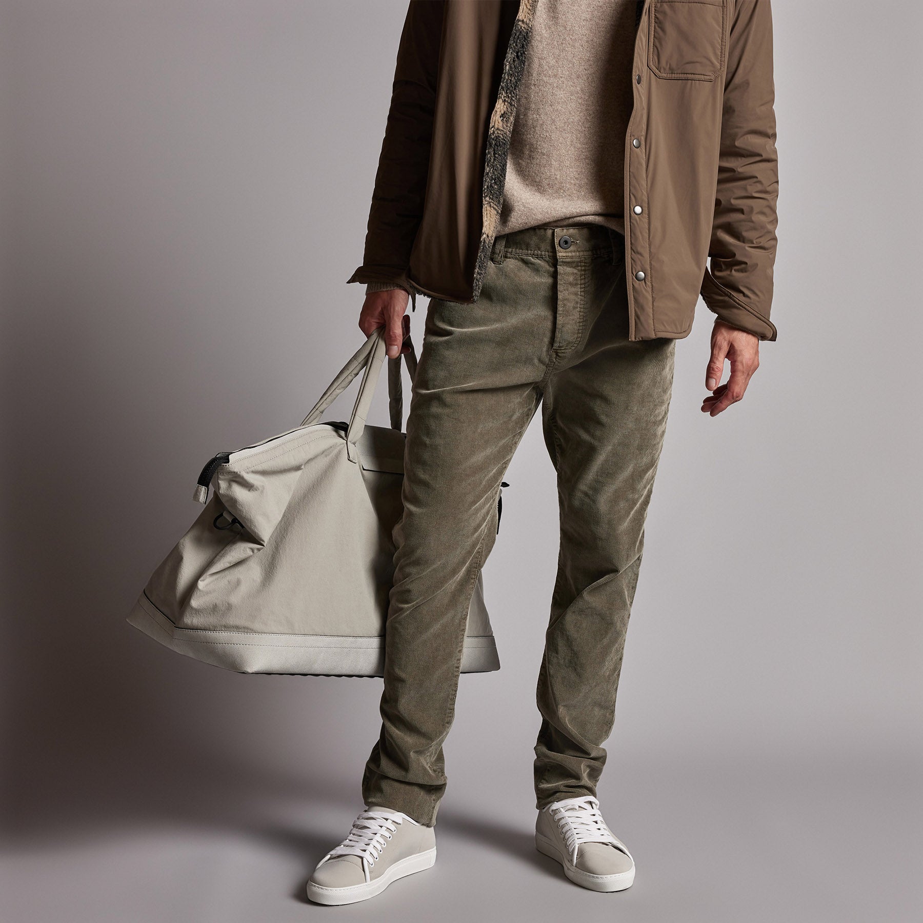 5 Pocket Corduroy Pants for Men - Army Green Pigment Wash, Comfortable Casual Trousers for Everyday Wear, Work & Outdoor Activities