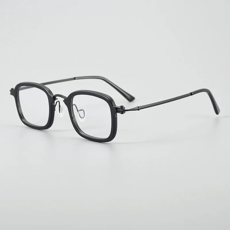 Stylish Unisex Black Titanium Acetate Square Eyeglasses - Lightweight & Durable Full-Rim Frames (Model 95869) | Perfect for Work, Reading & Fashion Accessories