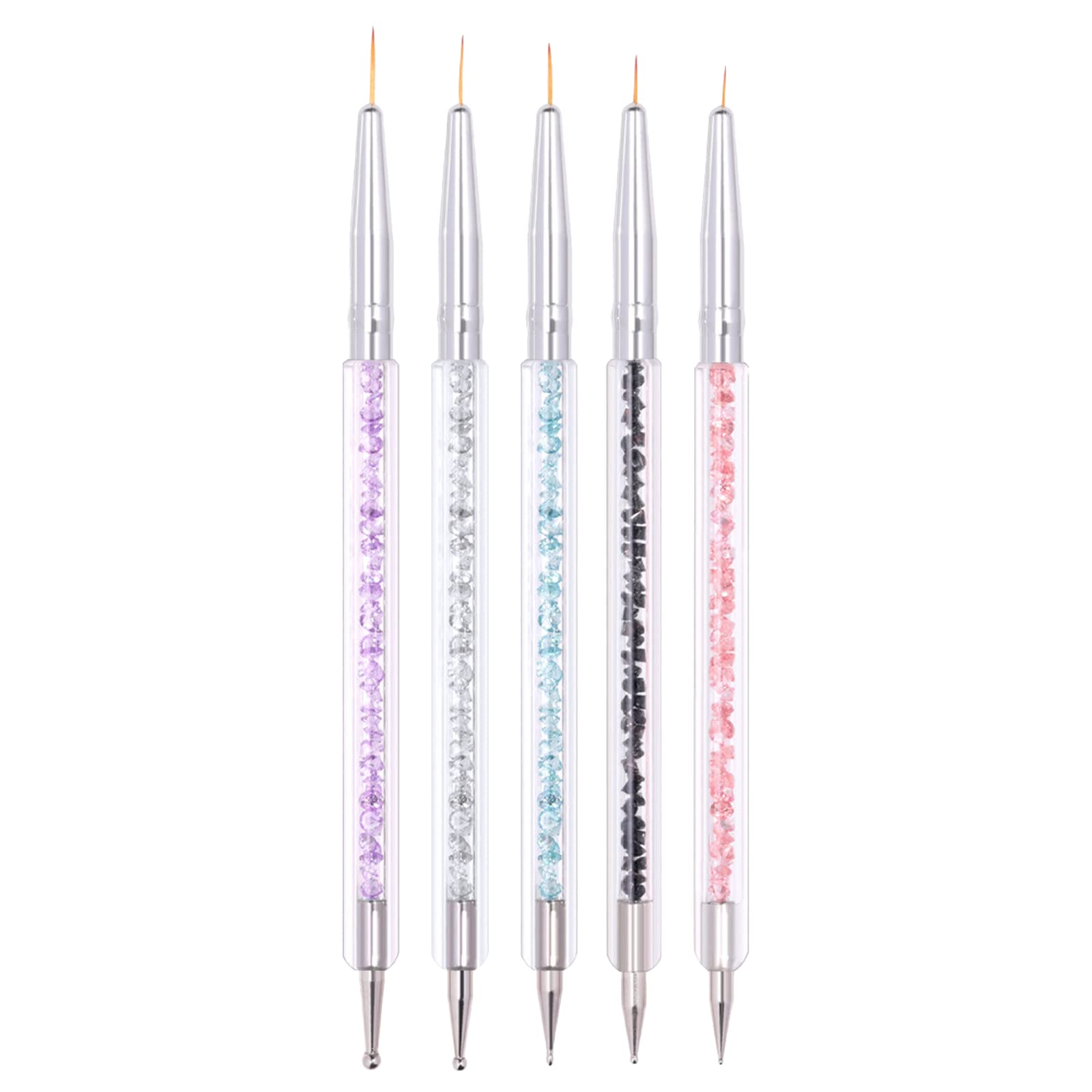 5-Piece Double Ended Nail Art Brush Set - Professional Gel & Acrylic Nail Design Tools for Manicure, Nail Polish Application & Detailing - Perfect for Salon, Home DIY & Nail Art Enthusiasts (Red, One Size)