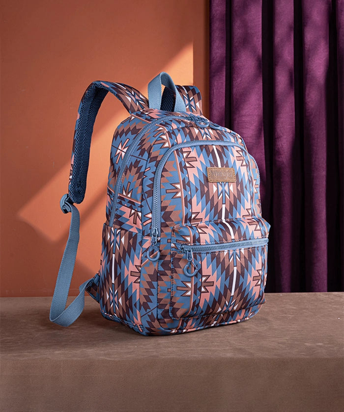 Wrangler Aztec Printed Diaper Bag Backpack - Stylish & Spacious Baby Essentials Organizer for Moms | Perfect for Travel, Daycare & Family Outings