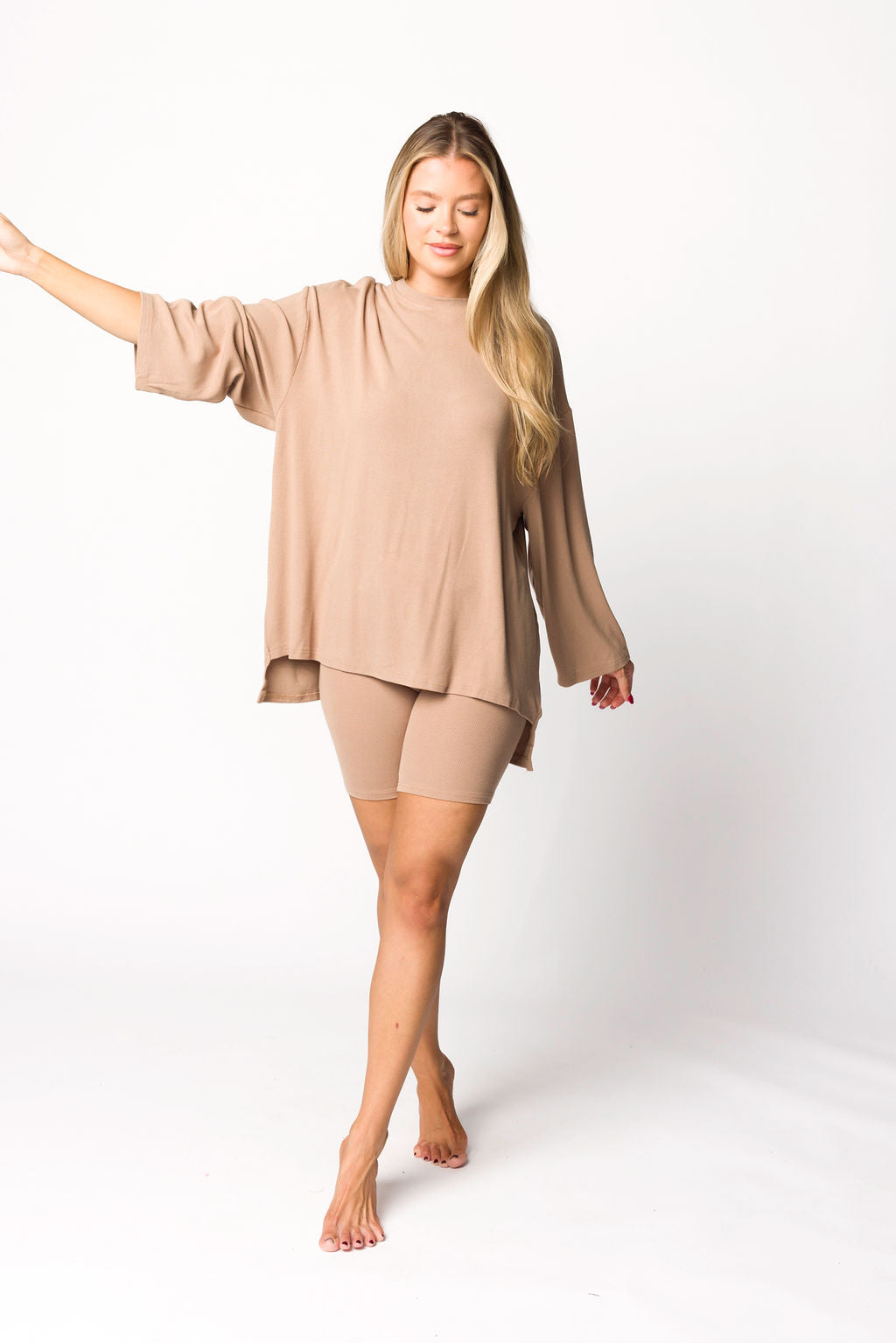 All Weekend Long Set - Cozy Long Sleeve Top in Biscotti | Perfect for Casual Outings, Lounging & Fall Layering