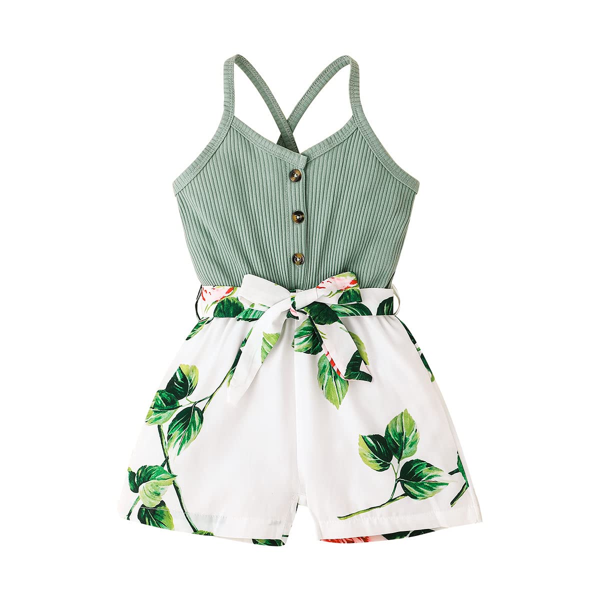 Adorable Floral Toddler Baby Girl Romper - Summer Sling Jumpsuit & Playsuit One-Piece Outfit | Perfect for Playdates, Beach Trips & Family Photos