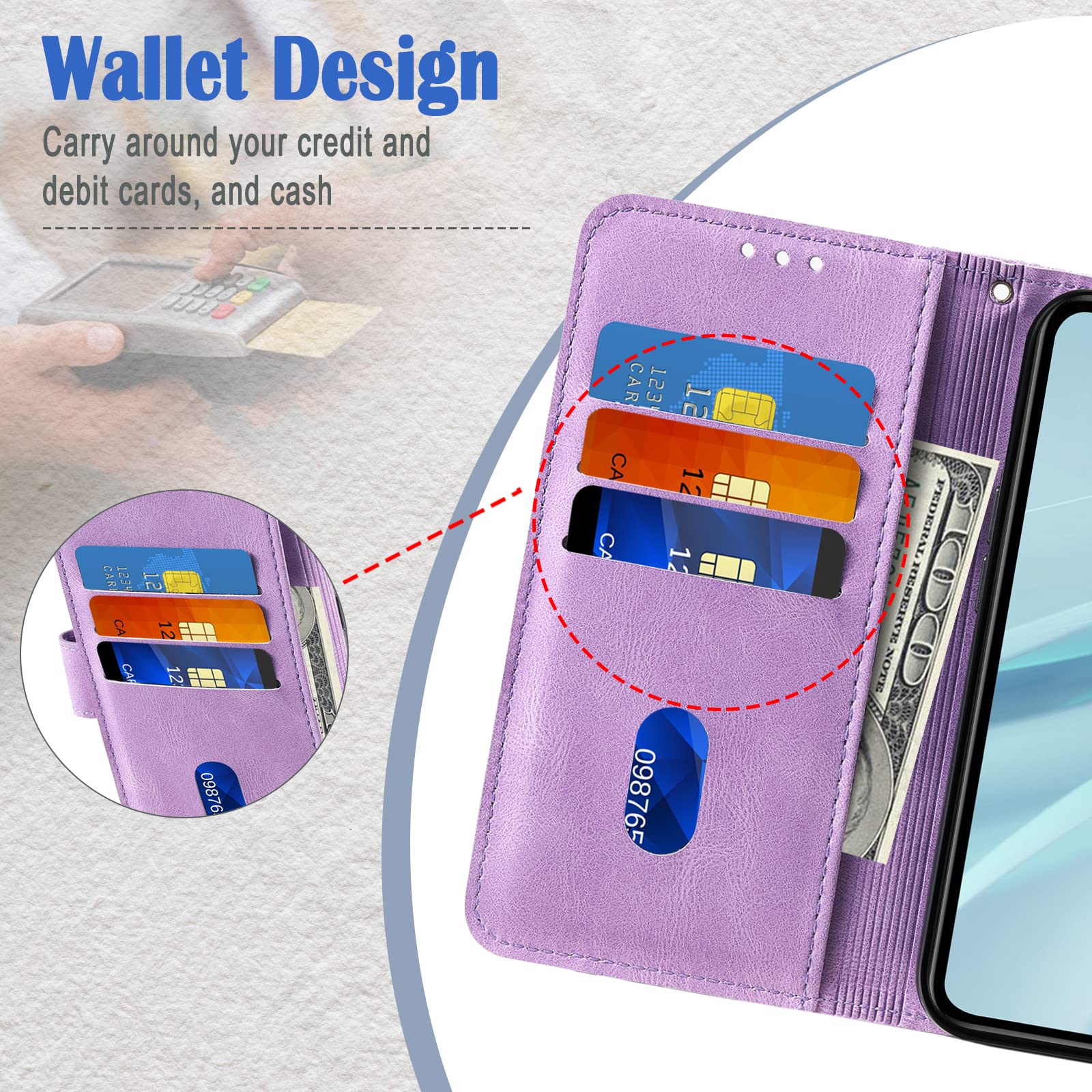 Shockproof Wallet Case for Moto G Stylus 5G 2022 - PU Leather Magnetic Flip Cover with TPU Bumper, Card Slots & Stand Function (Purple) - Perfect for Daily Protection & Hands-Free Viewing