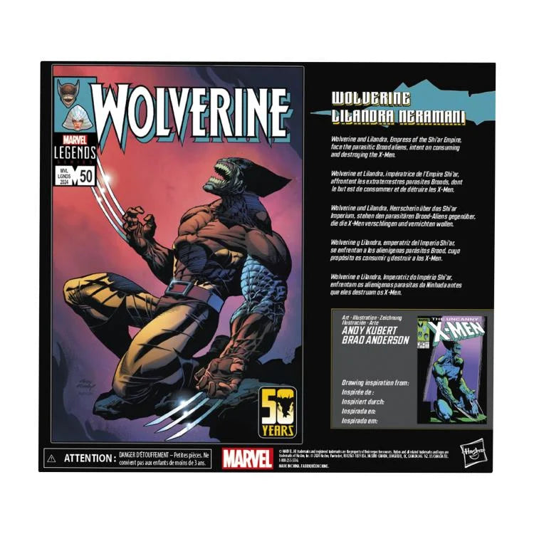 Marvel Legends Wolverine & Lilandra Neramani 2-Pack - 50th Anniversary Edition - Action Figures for Collectors & Marvel Fans - Perfect for Display & Comic Book Scenes