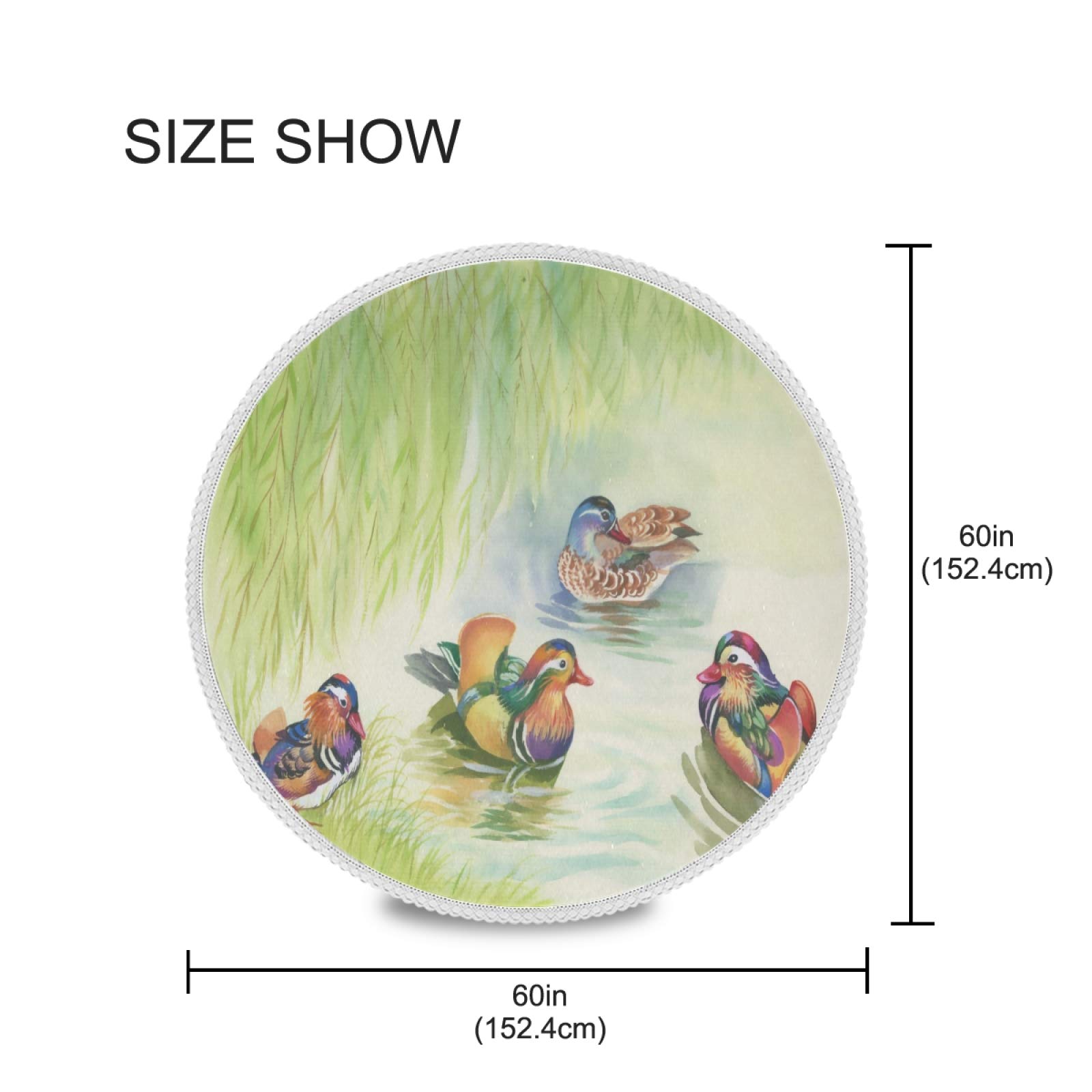 ALAZA 60 Inch Round Rainbow Duck Green Tree Tablecloth - Washable Polyester Lace Table Cover for Kitchen, Party, Picnic & Dining Decor | Perfect for Outdoor Events, Holiday Gatherings & Home Decoration
