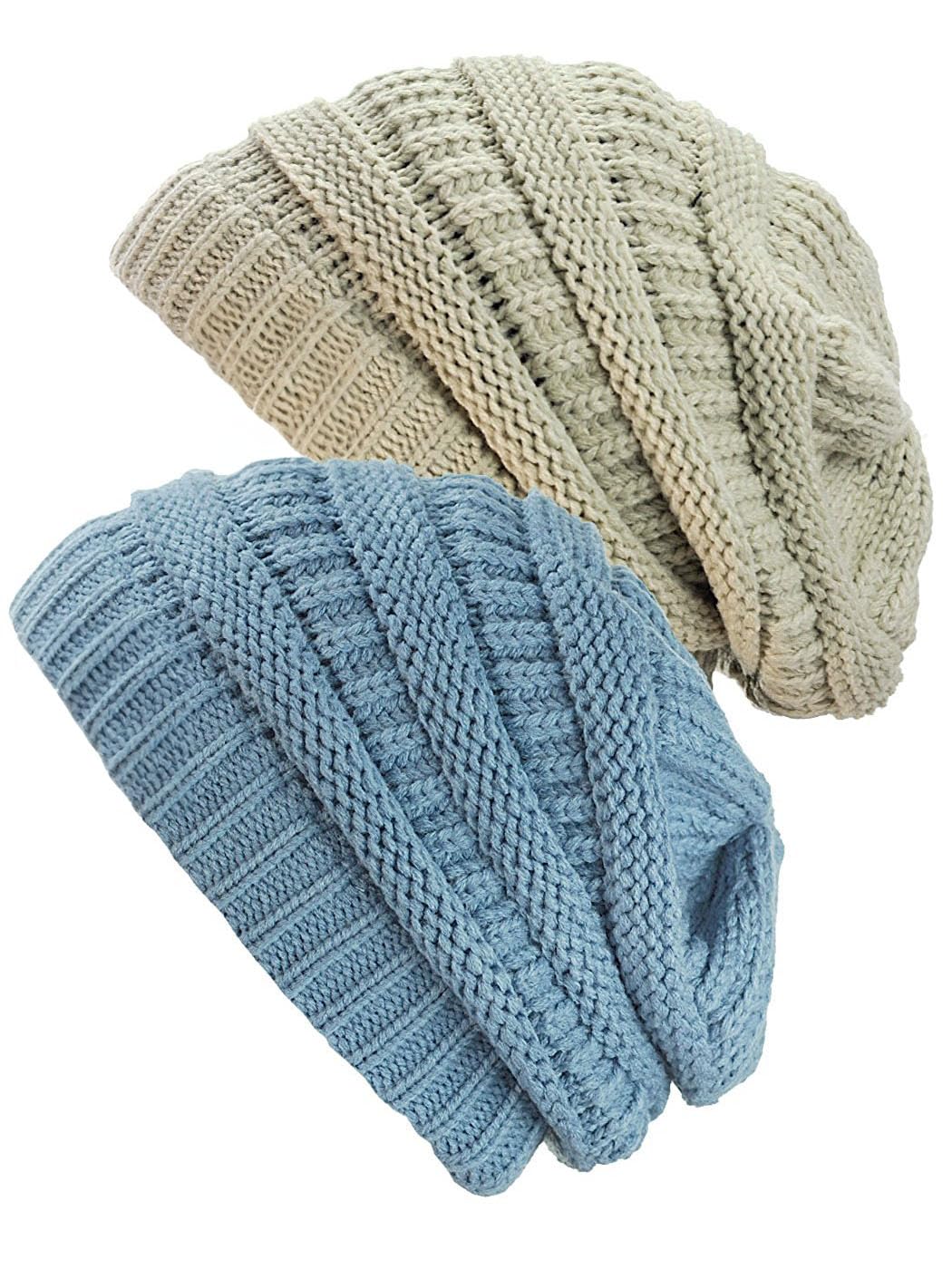 Women's Knit Beanie Hat 2-Pack - Soft Winter Warm Hat for Women - Perfect for Cold Weather, Outdoor Activities & Fashion Accessories