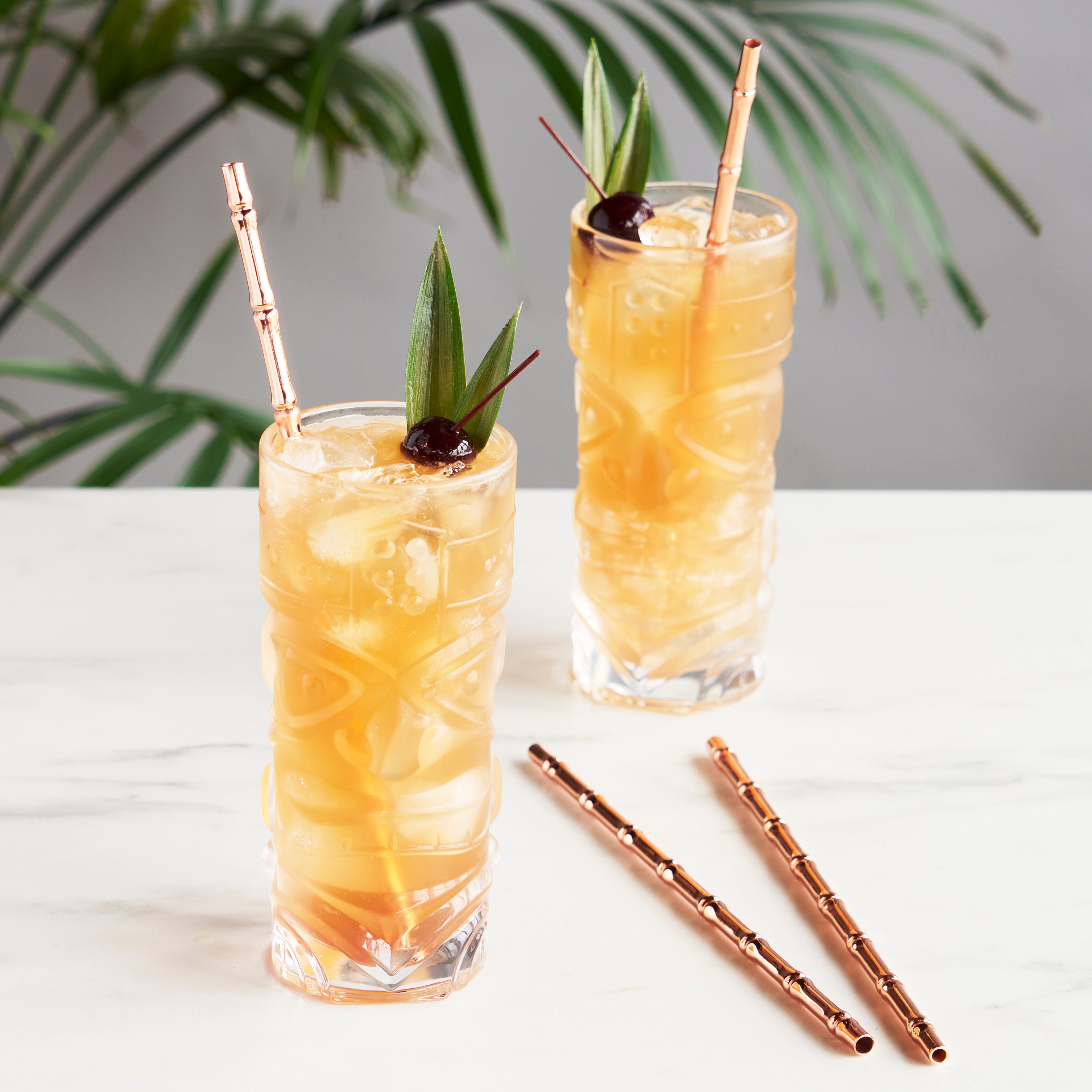 Eco-Friendly Reusable Copper Bamboo Straws Set of 4 - Sustainable Drinking Straws for Smoothies, Cocktails & Iced Coffee at Home or Restaurant