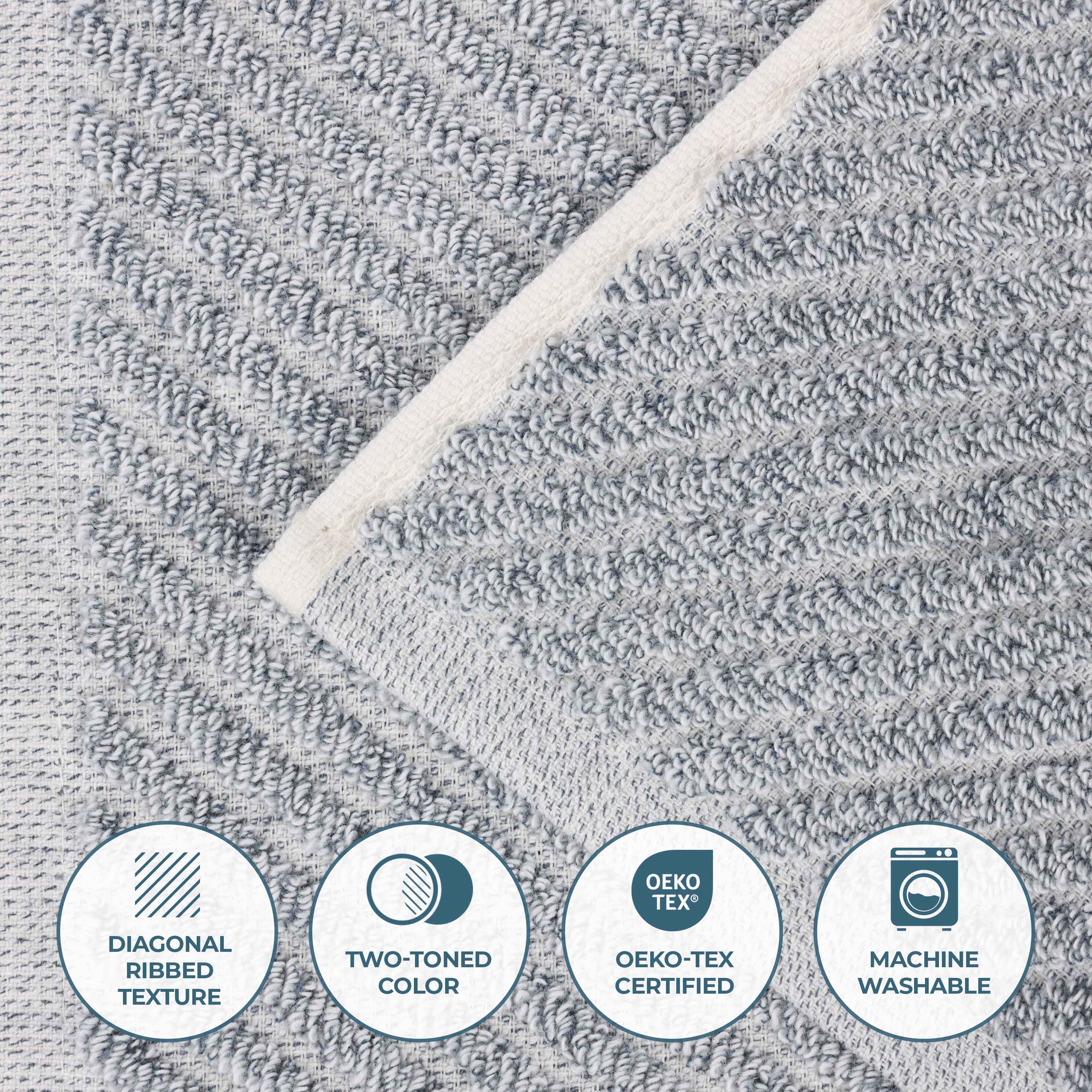 Amelia Cotton Blend Diagonal Stripes Bath Towels Set of 2 - Ultra Soft & Absorbent Large Bath Sheets for Spa, Beach & Luxury Bathroom Decor