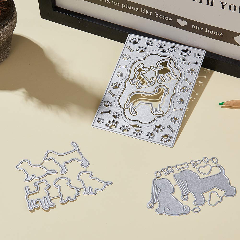 GORGECRAFT 3pcs Metal Cutting Dies Set - Dog Bone & Paw Print Carbon Steel Embossing Stencils for DIY Scrapbooking, Card Making, Photo Albums | Perfect for Pet Lovers Crafting & Paper Art Projects
