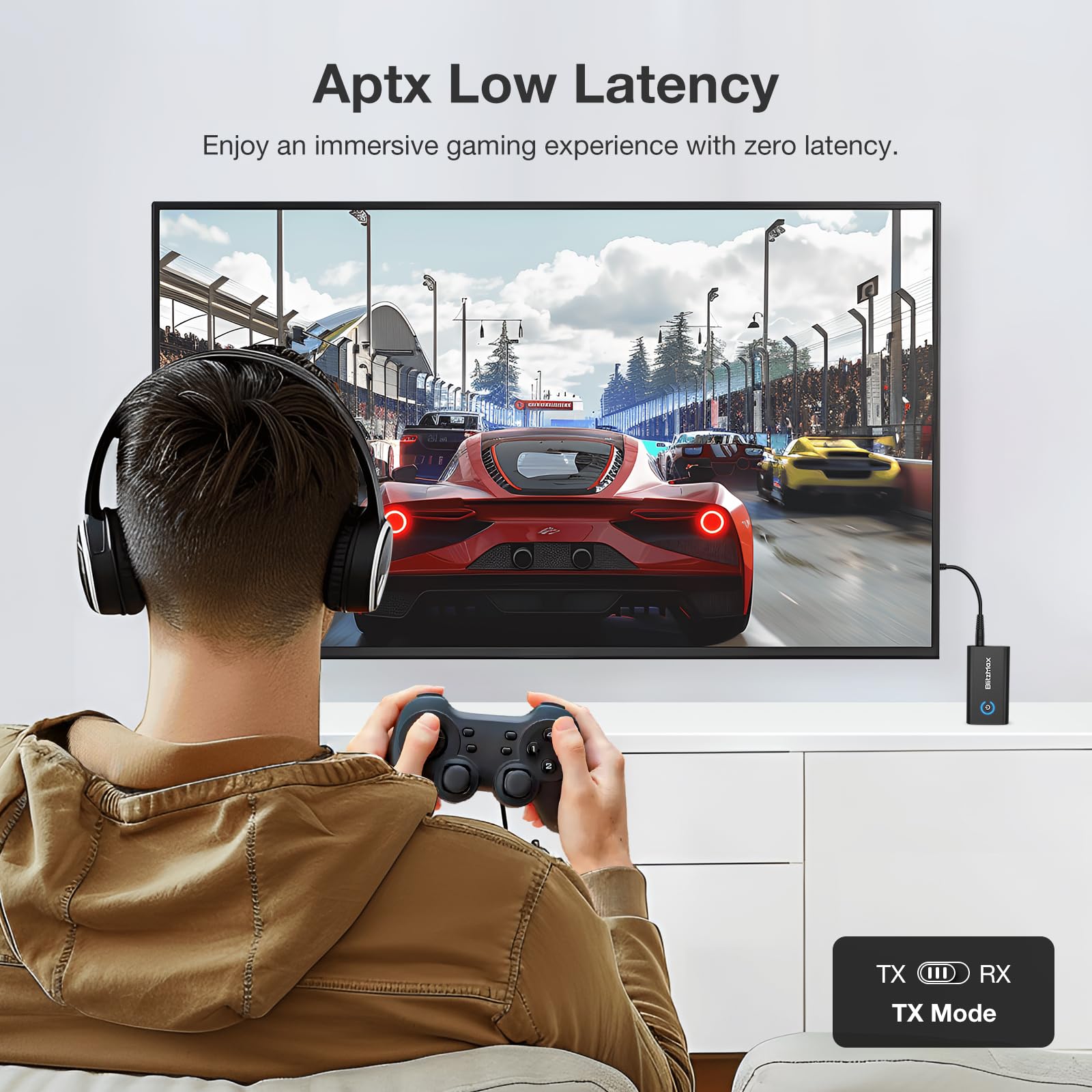 Bluetooth 5.2 Adapter Transmitter & Receiver with 3.5mm Audio - for PC/TV/Car/Gym