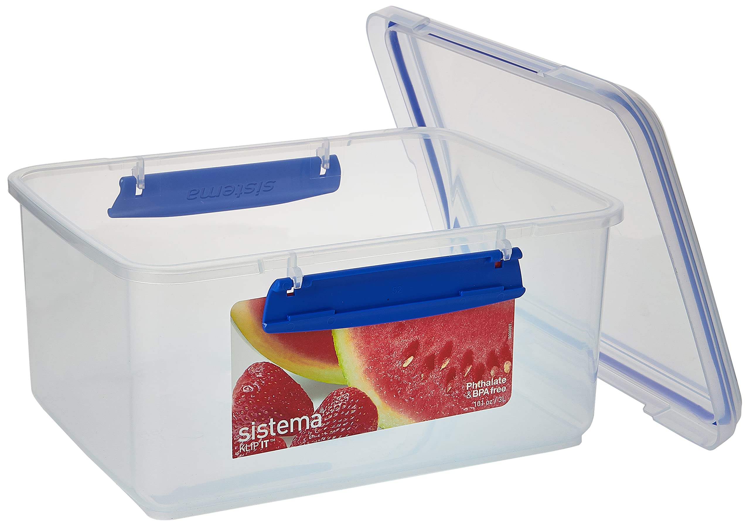 Sistema 1830 Klip It Collection 101 oz Airtight Rectangle Food Storage Container - Perfect for Meal Prep, Leftovers & Pantry Organization