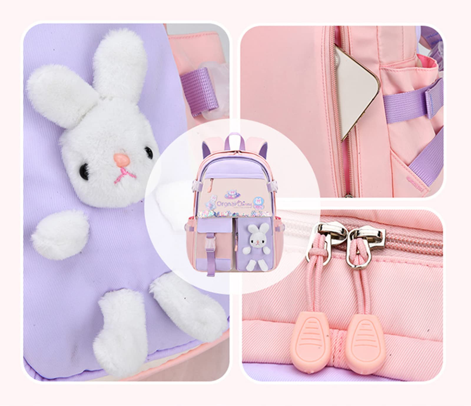Cute Bunny Backpack for Girls - Kawaii Waterproof School Bag & Laptop Backpack in Pink - Perfect for School, Travel & Everyday Use