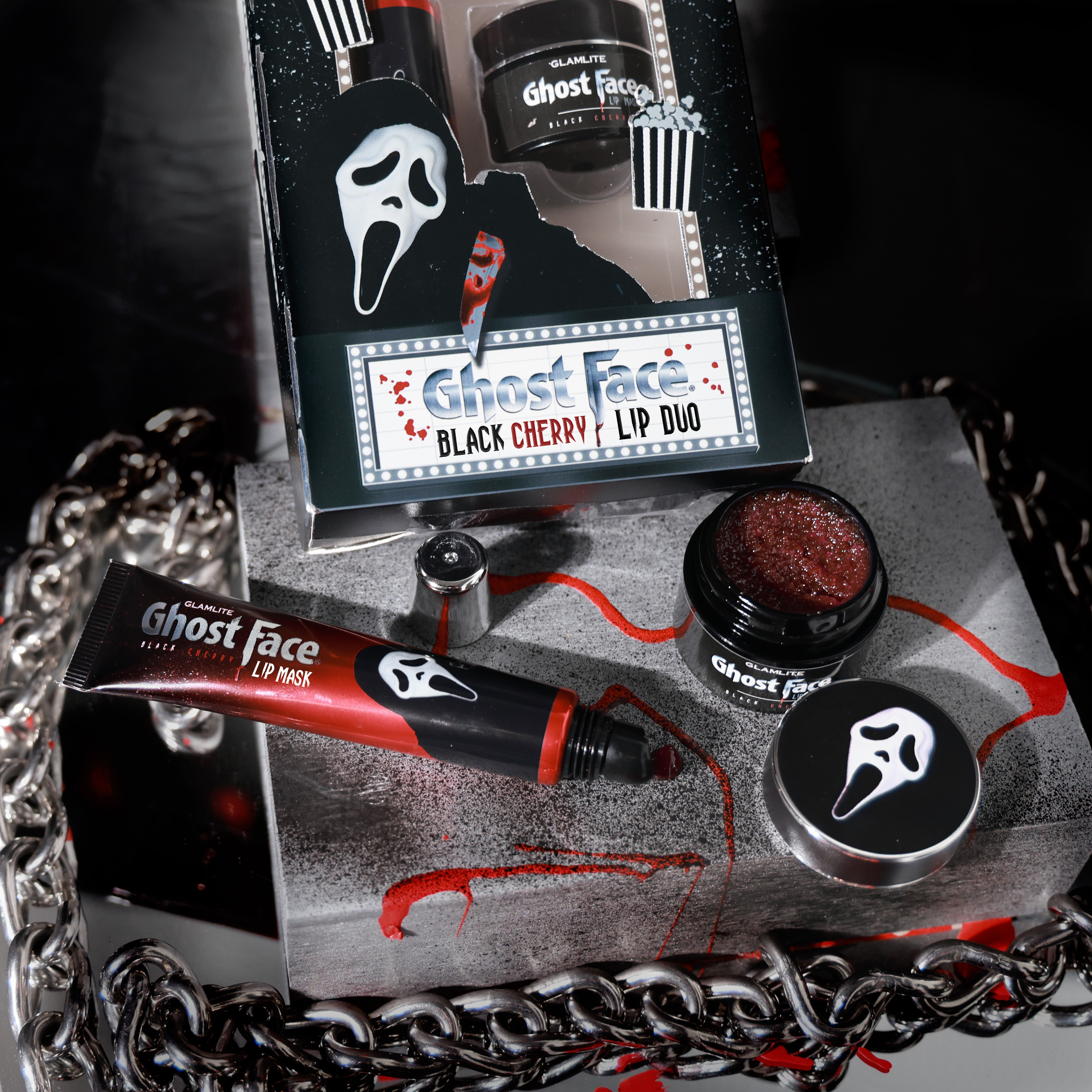 Ghost Face™ x Glamlite Full Collection - Horror Movie Makeup Kit for Halloween, Cosplay & Themed Parties