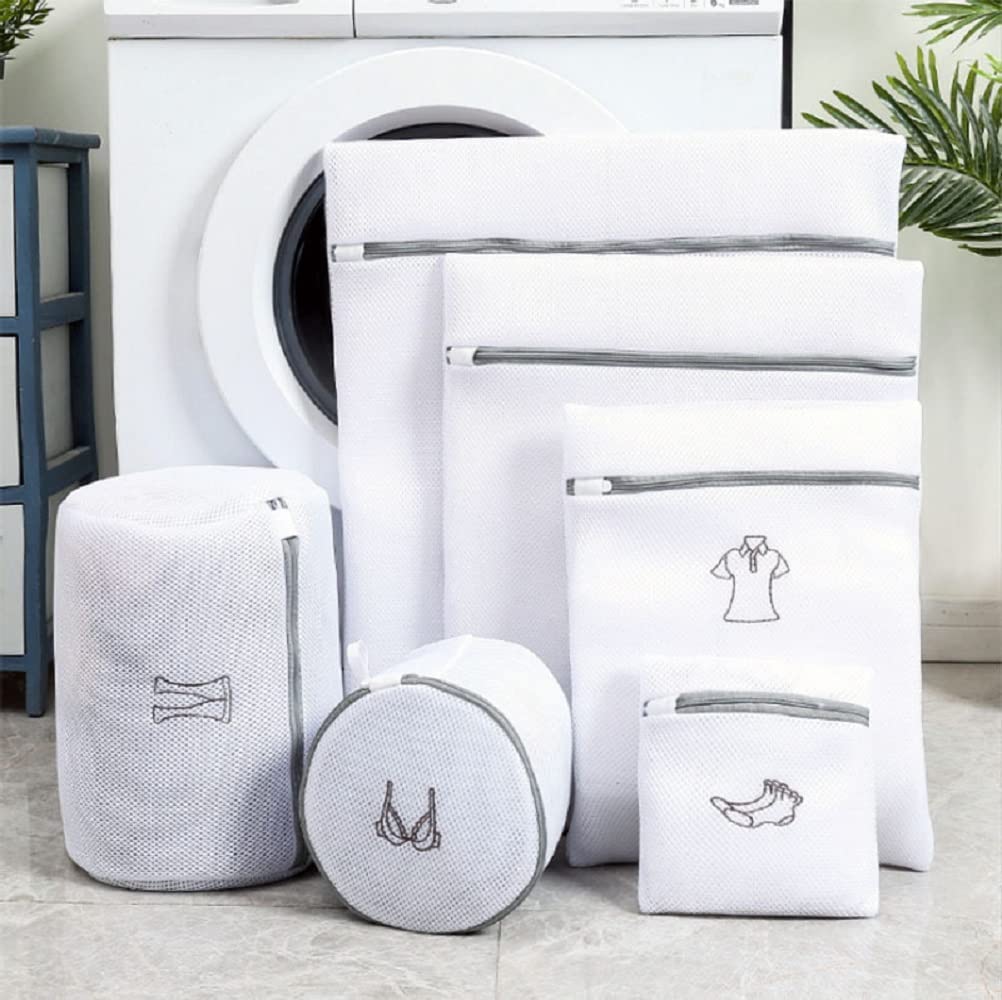 6-Pack Mesh Laundry Bags for Delicates - Washable Garment Protector for Tops, Coats, Skirts, Pants, Socks & Underwear - Gentle Machine Wash Bags for Bras & Delicate Clothing (Perfect for Travel & Home Laundry)